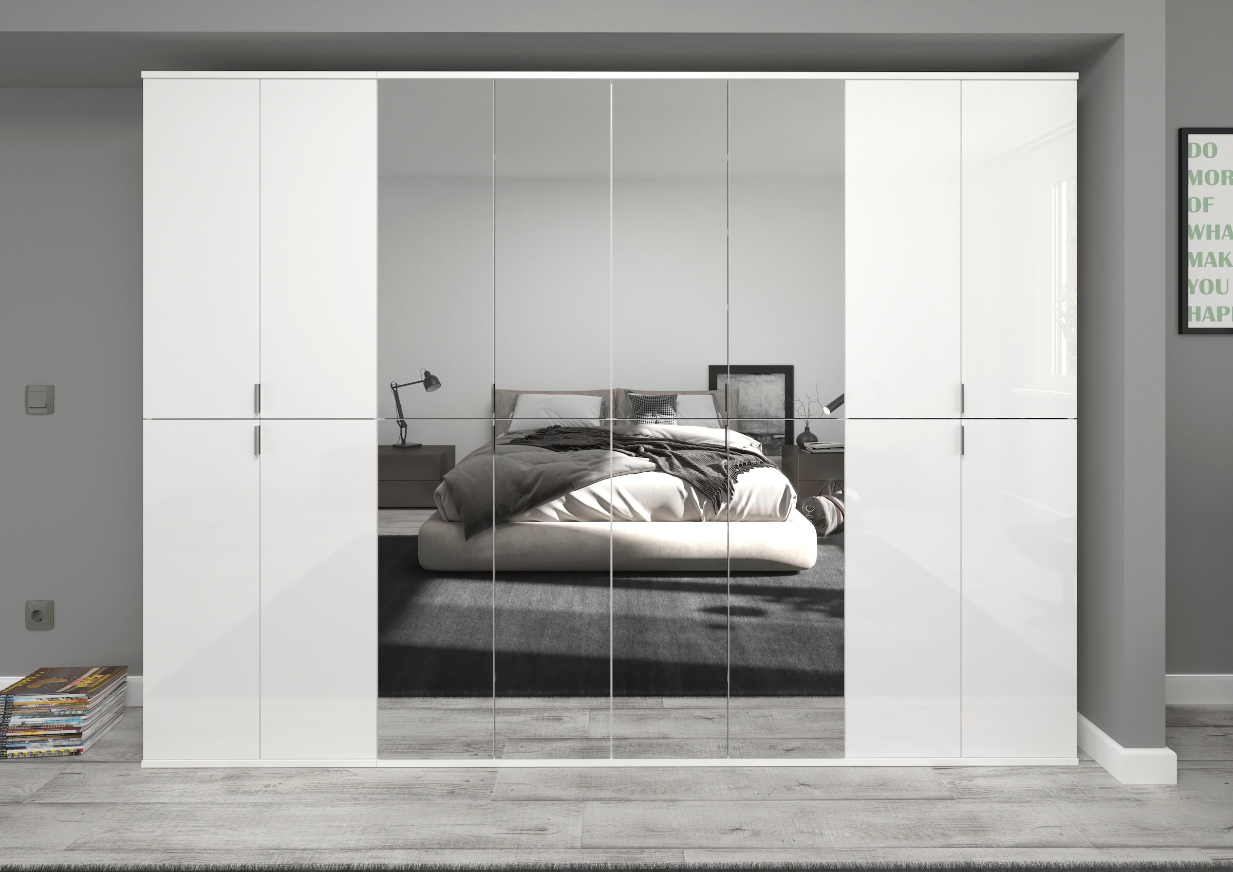 INOSIGN Garderoben-Set »Trondheim, Breite 244 cm, best. aus 4 Schränken, 16 Türen, 36 Fächer«, (Set, 4 St.), inkl. ausziehbarer Kleiderstange, Garderobenschrank, Kleiderschrank