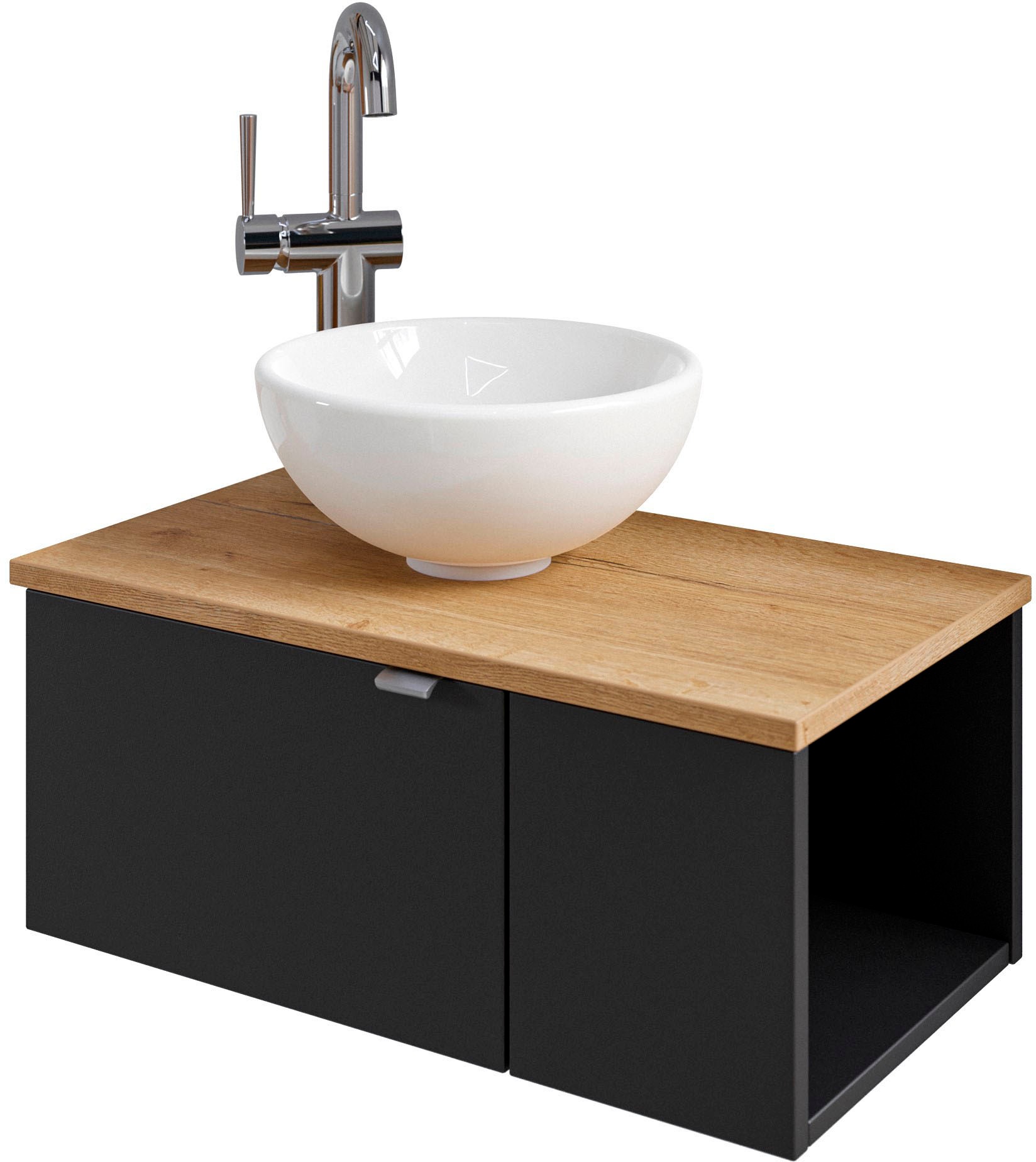 Saphir Badmöbel-Set »Serie 6915«, (4 St.), Gäste-Bad, 70 cm breit, mit LED-Spiegel, offenem Fach und 2 Türen