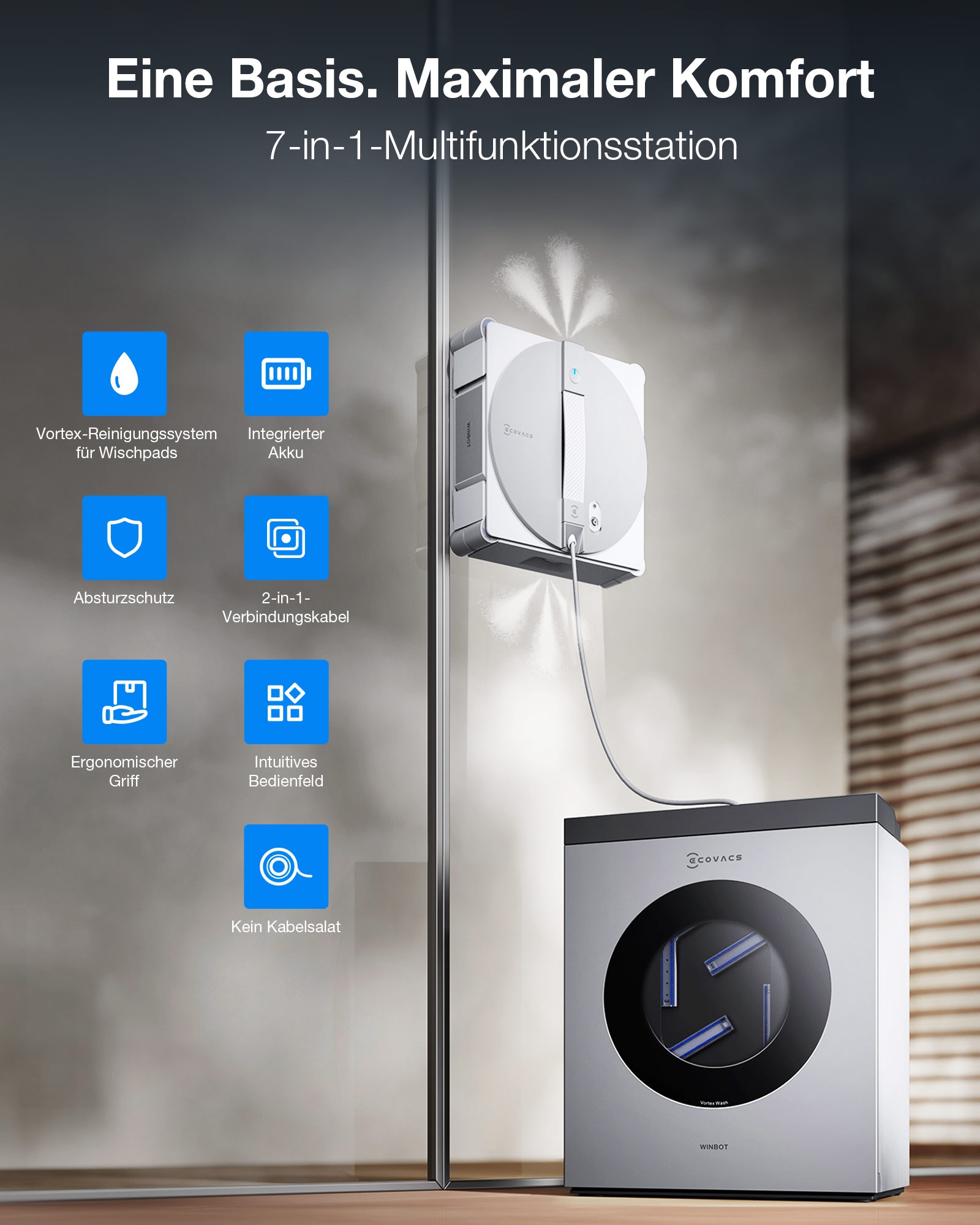 ECOVACS Fensterputzroboter »WINBOT W3 OMNI« Vortex-Reinigungssystem