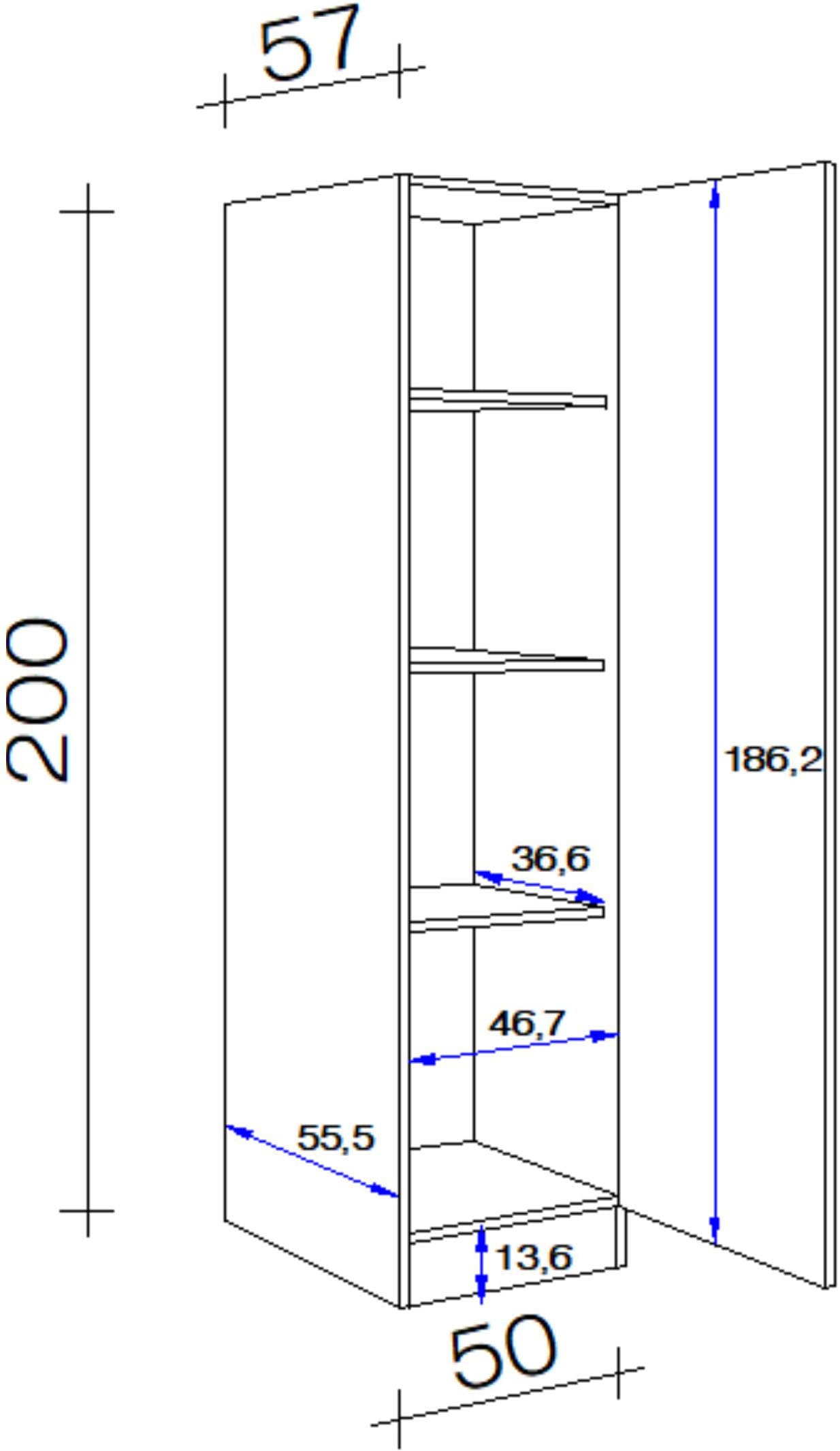 Flex-Well Vorratsschrank »Lund«, (1 St.), (B x H x T) 50 x 200 x 57 cm, mit viel Stauraum