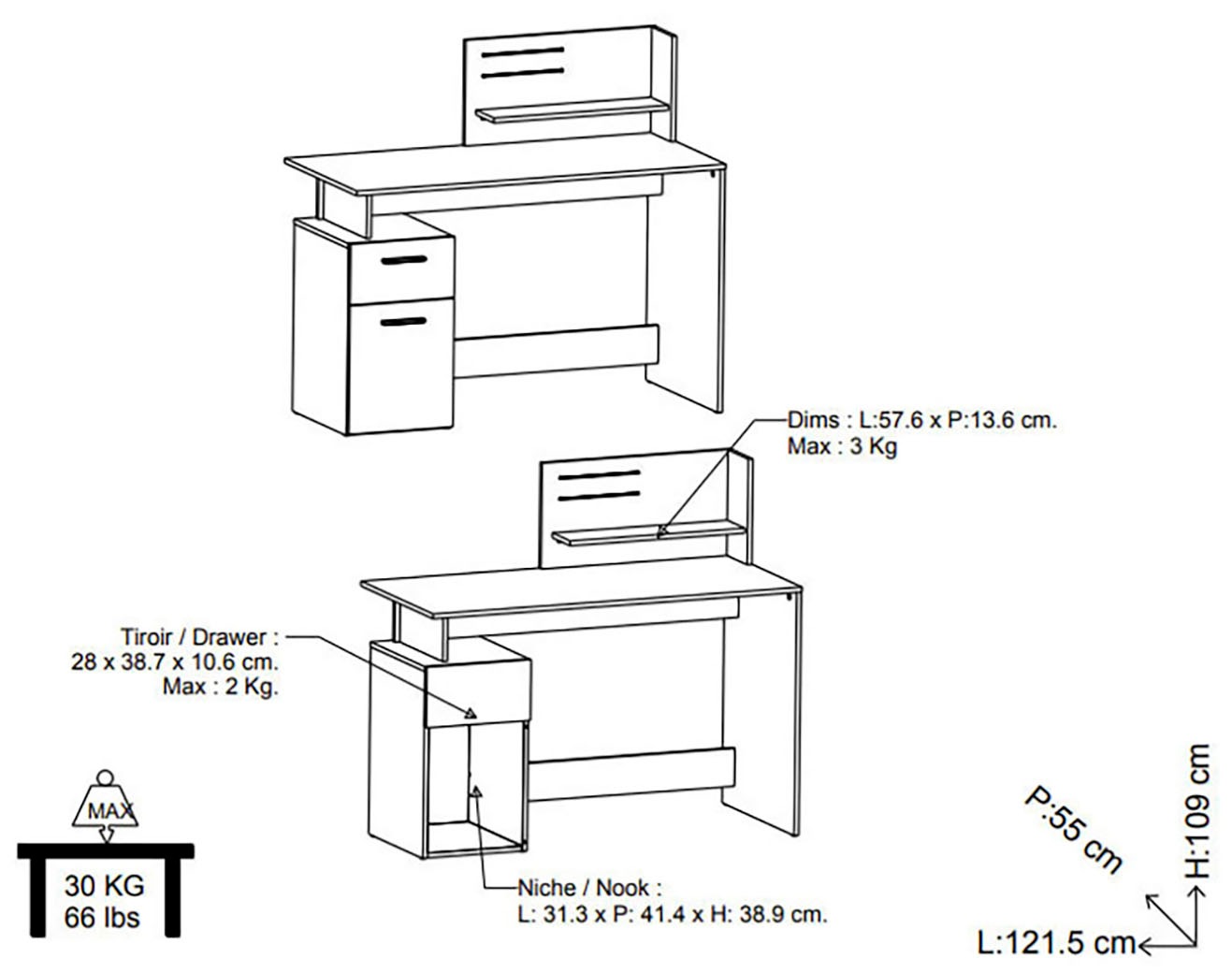 Demeyere GROUP Schreibtisch »Platon« Schreibtisch mit funktionaler Ausstattung