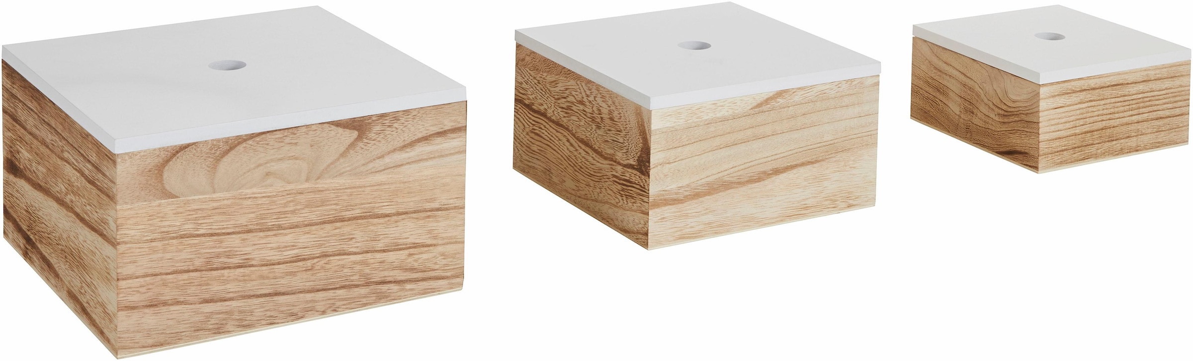 Aufbewahrungsbox, bestellen Holz, weiß/natur 3er Present Zeller online Set,