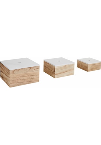 Zeller Present Aufbewahrungsbox, 3er Set, Holz, weiß/natur kaufen