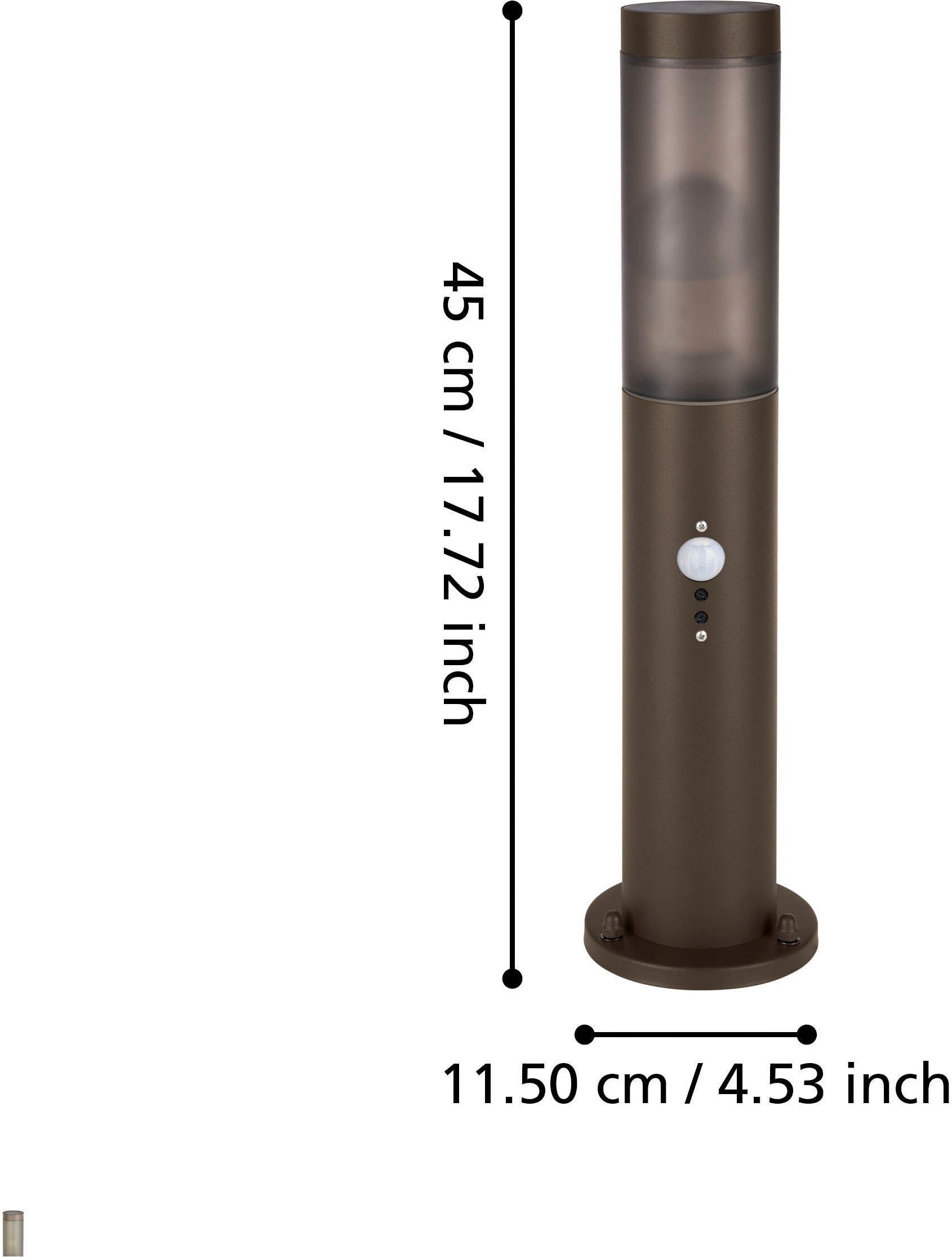 EGLO Sockelleuchte »Helsinki Sockelleuchte, Außenleuchte stehend, Edelstahl, E27, IP44« E27 1 Stk. Stehleuchte - H45 x Ø7,5 cm - rostbraun - 1X15W exkl.