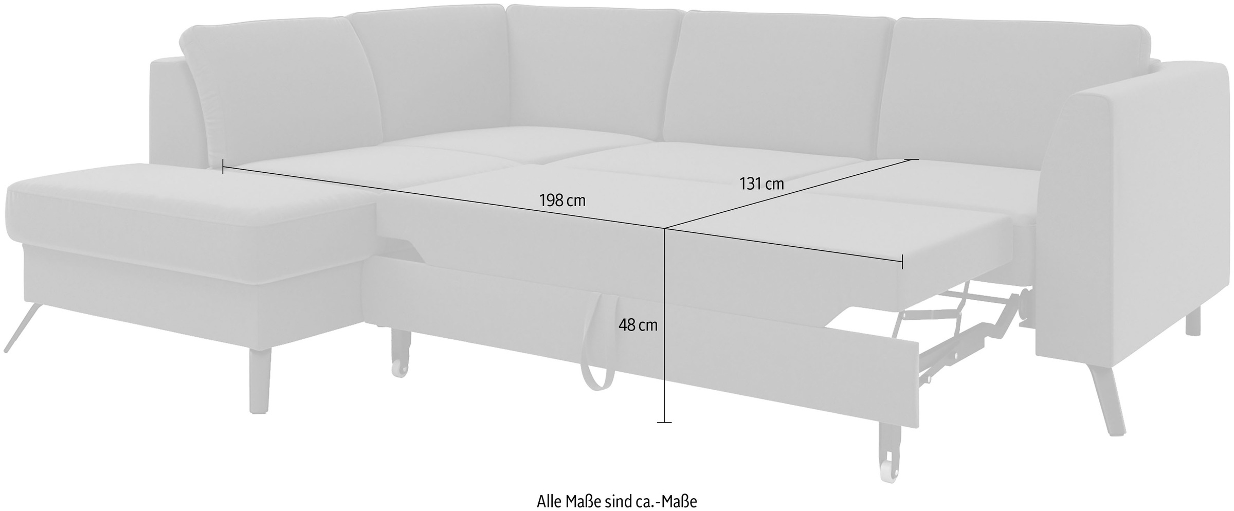 sit&more Ecksofa »Olsen L-Form«, inklusive Sitztiefenverstellung, wahlweise mit Bettfunktion, 15cm hoch