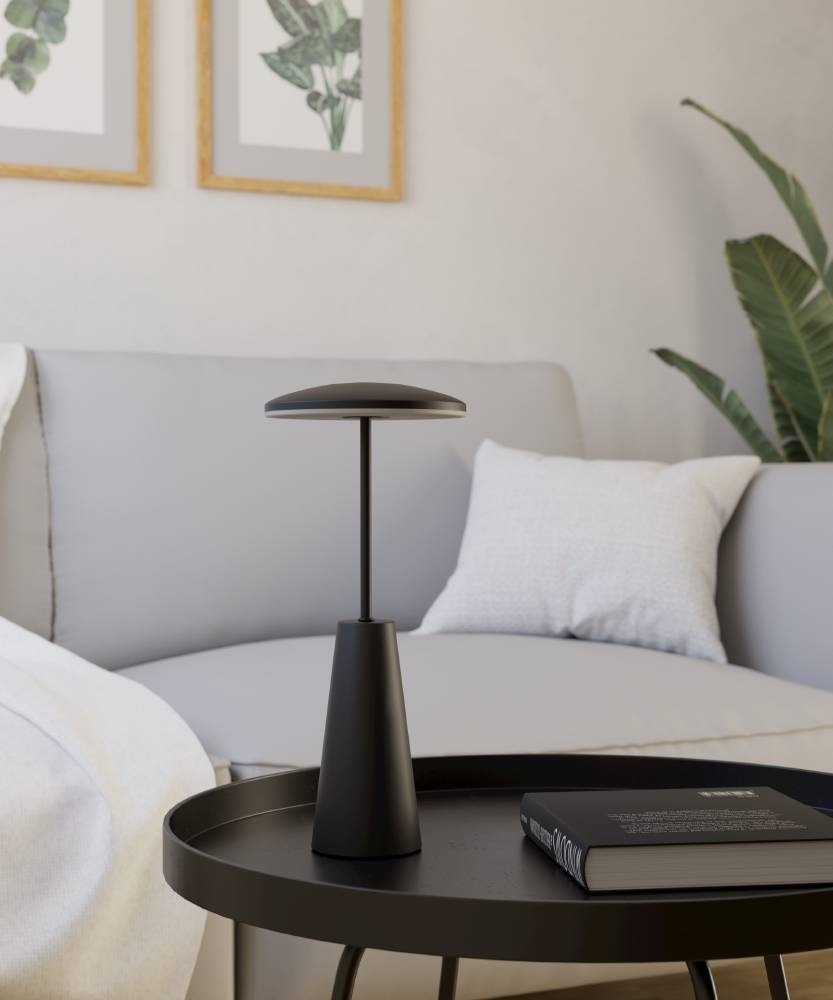 EGLO Tischleuchte »PICCOLA«, 1 flammig, Leuchtmittel LED-Modul | LED fest integriert, dimmbare Nachttischlampe, Metall in Schwarz, Lampe für Balkon, IP54
