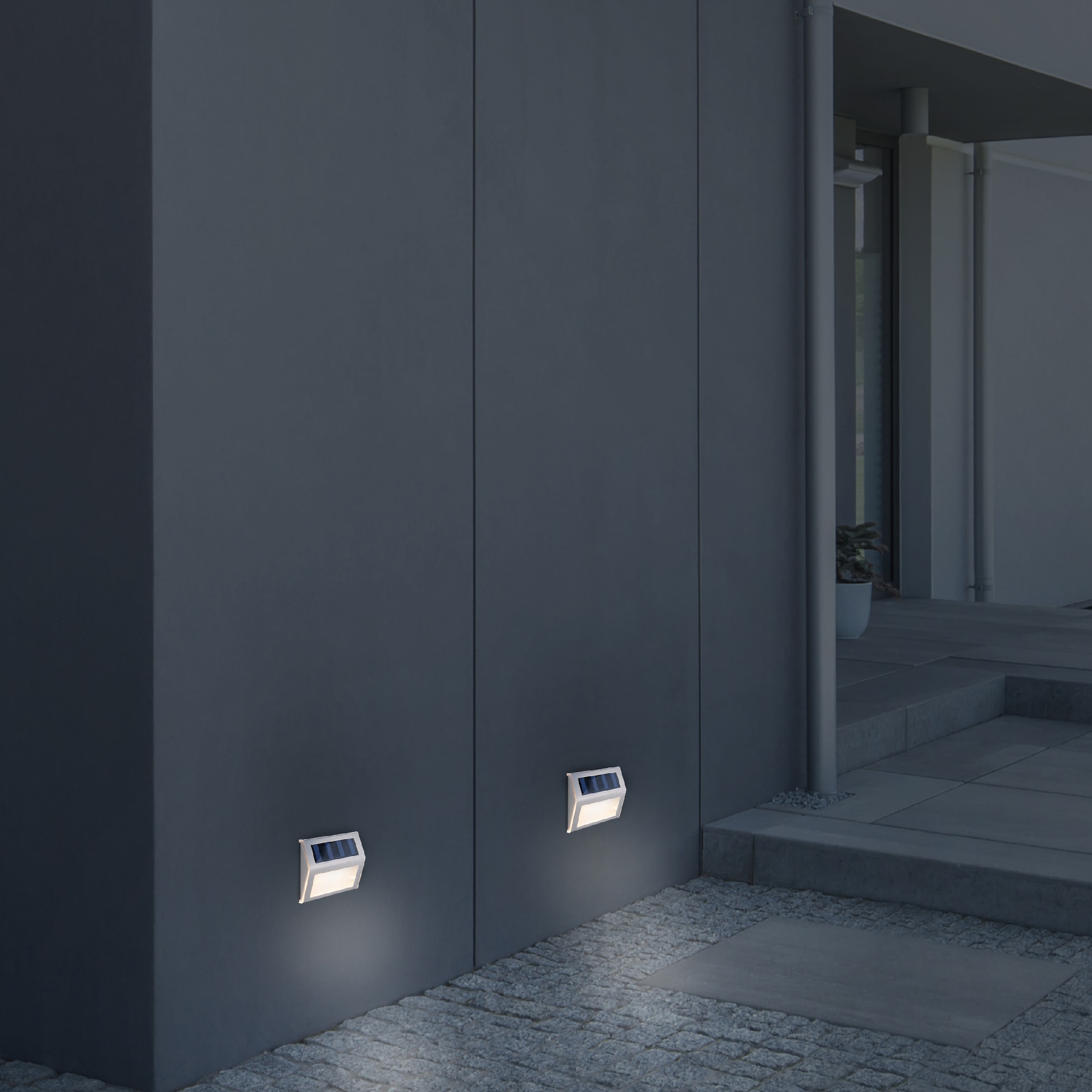näve LED Solarleuchte »Outoor Lights«, 1 flammig, 4er LED Solarleuchten,incl. 5x LED´s / 0,06W, metall-blank, warmweiß