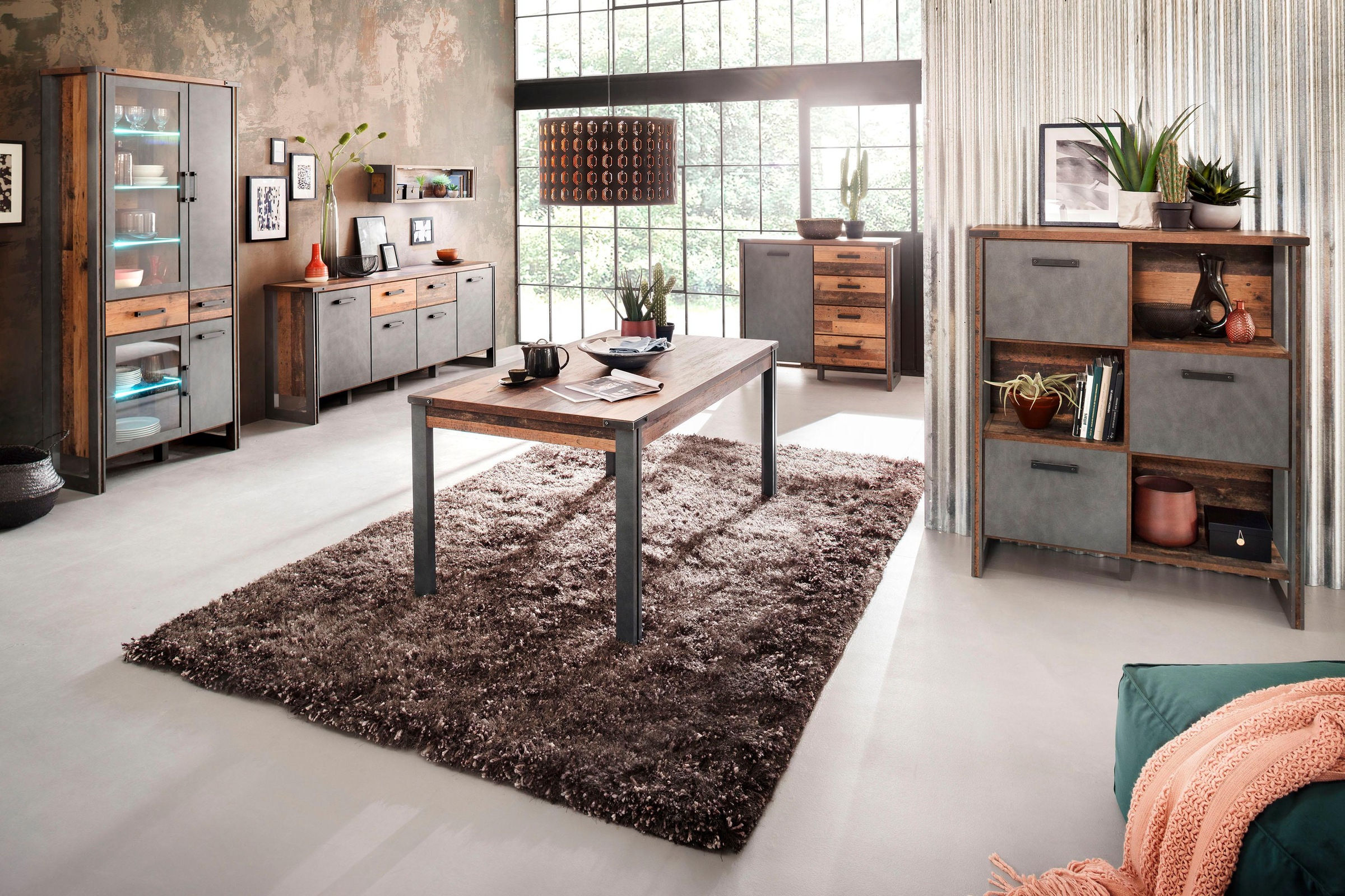 Home affaire Regal »Bristol«, Standregal im Industrial Style mit 3 offenen und geschlossenen Fächern
