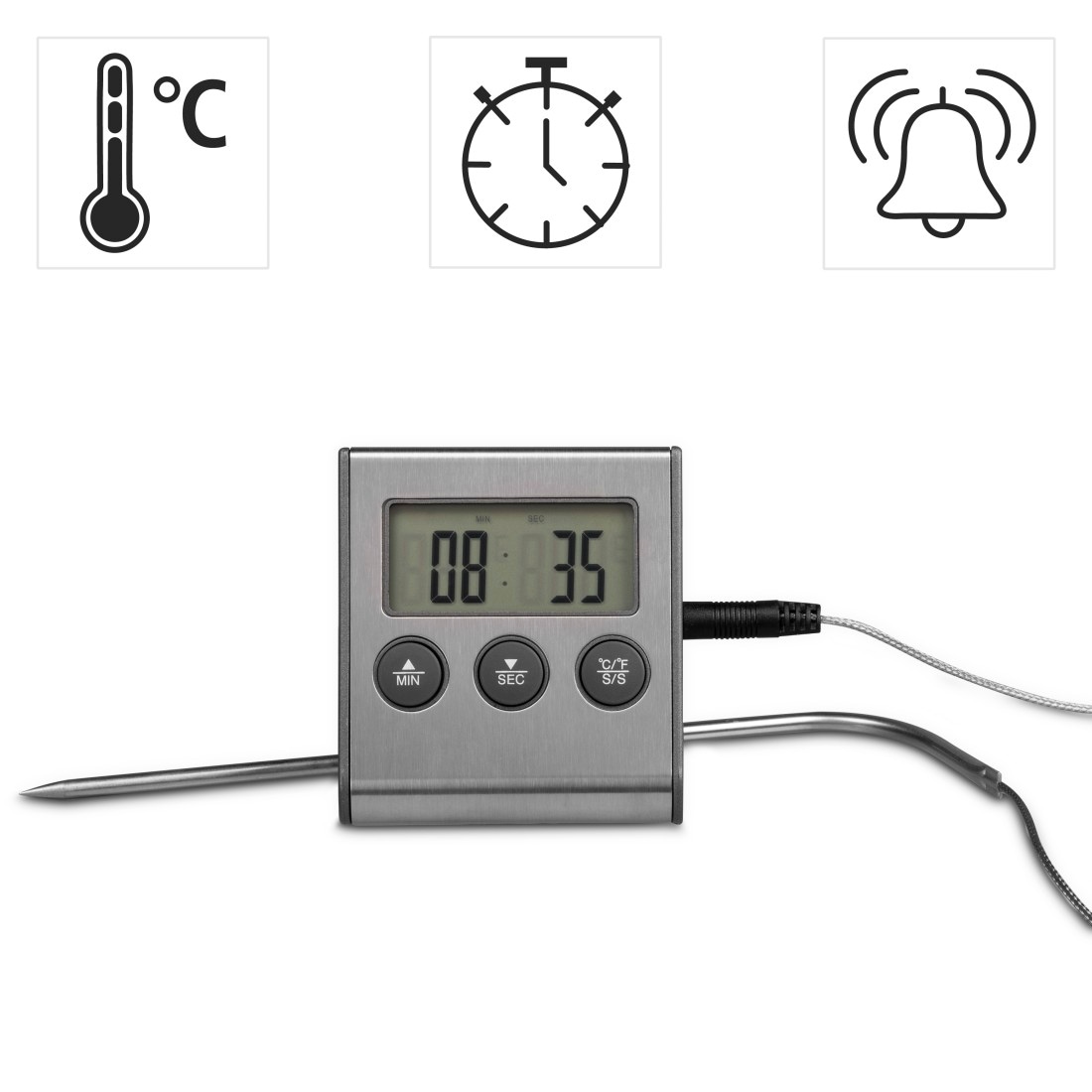 Bratenthermometer »Digitales Bratenthermometer mit Timer, Fleischthermometer«, Timer