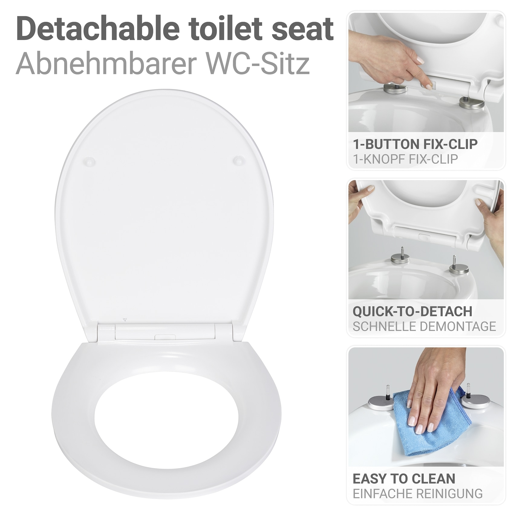 WENKO WC-Sitz »Menin« Toilettensitz aus Duroplast mit Relief-Oberfläche, Absenkautomatik