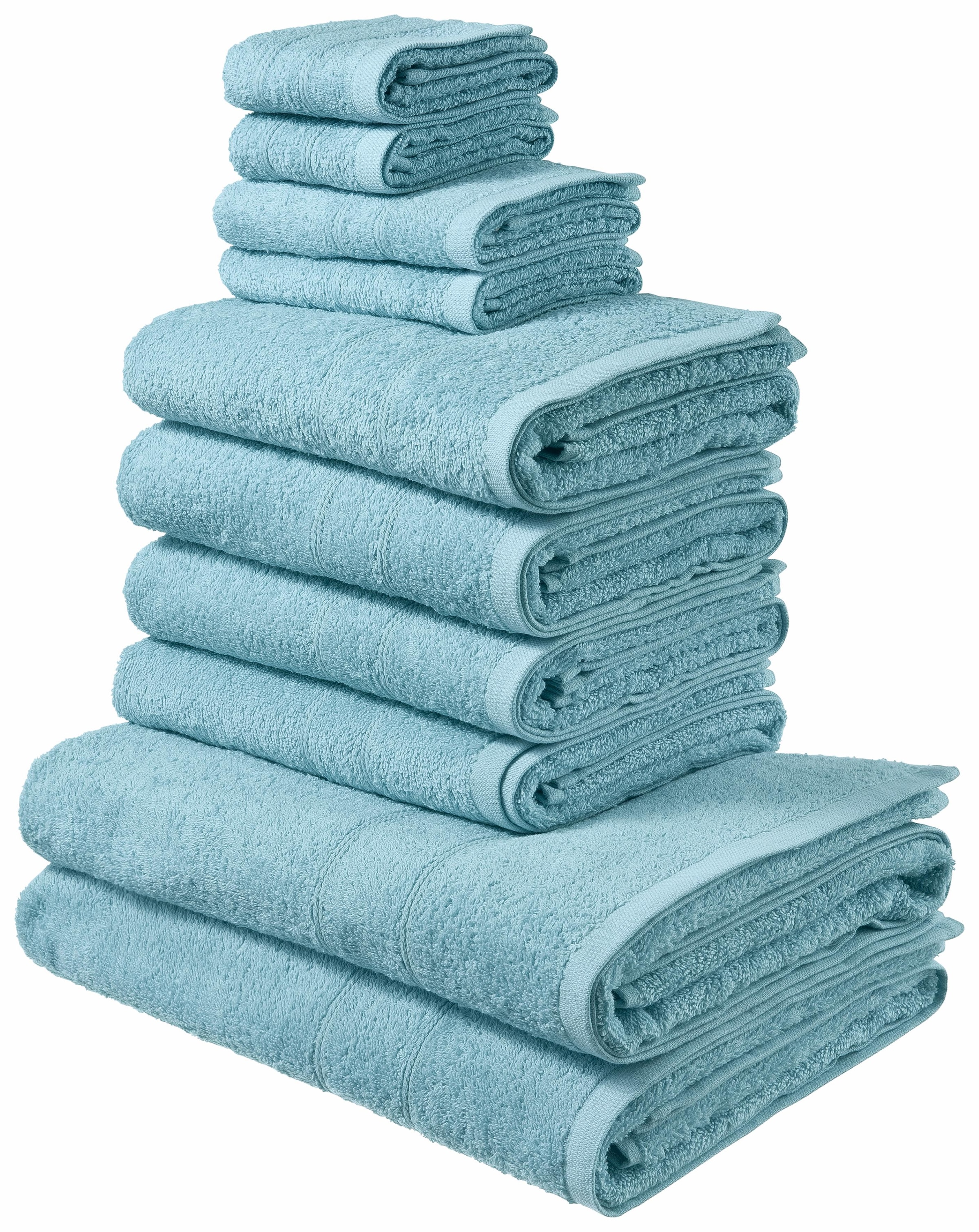 my home Handtuch Handtuchset Walkfrottee, 10 aus Handtücher 100% mit Bordüre, feiner tlg., Baumwolle Set bestellen und schnell bequem »Inga«, Set