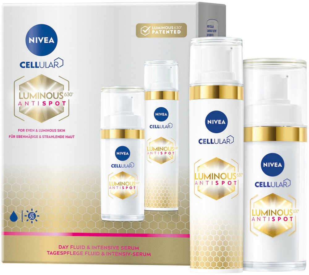 NIVEA Pflege-Set »LUMINOUS630 Anti-Pigmentflecken Tagespflege + Intensiv Serum« Für alle Hauttypen, mattiert die Haut, LSF 50. weiß Verleiht der...