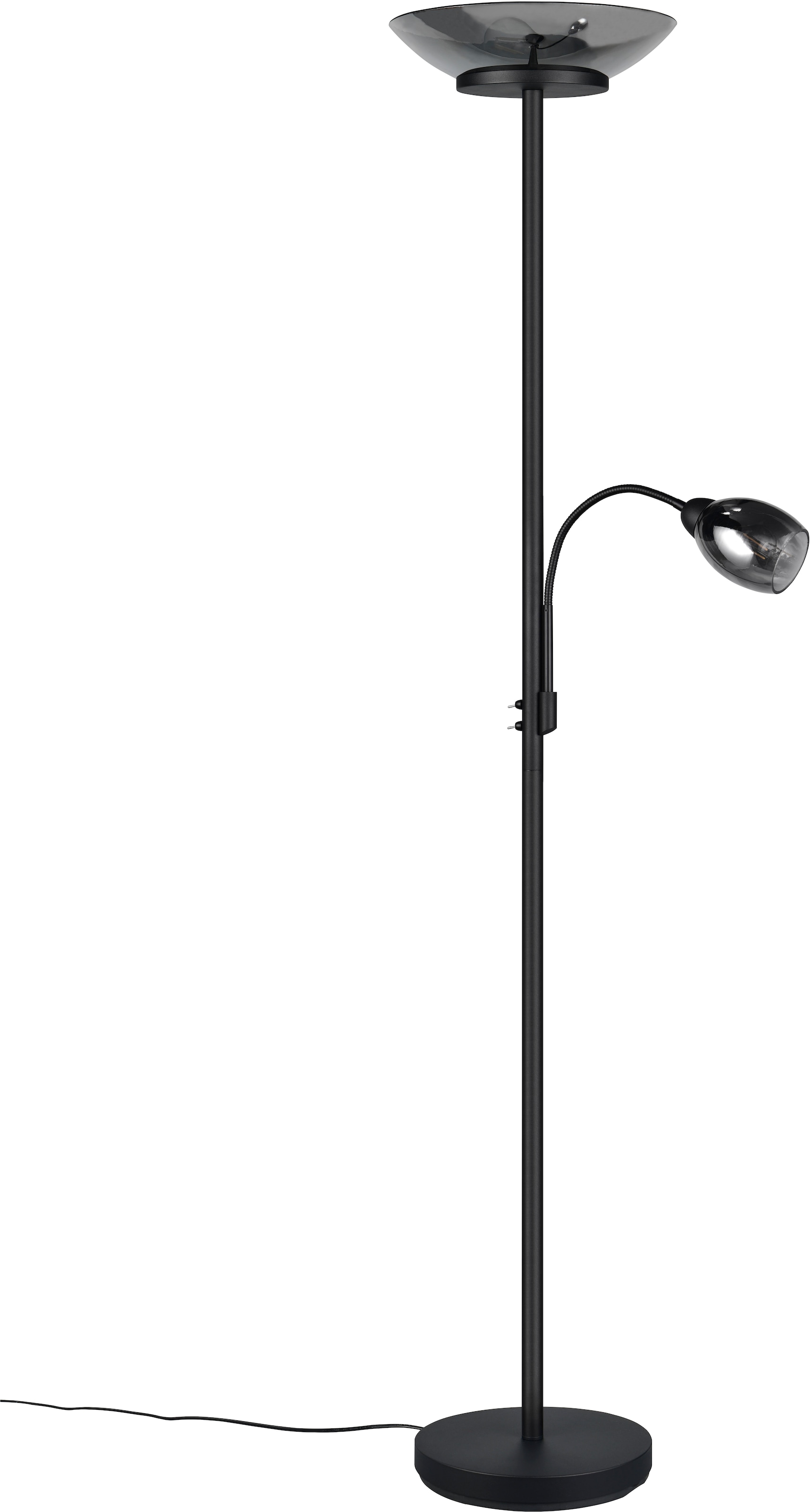 REALITY Leuchten LED Deckenfluter »Gerry«,  Stehleuchte mit Lesearm, getrennt schaltbar Höhe 180cm, für Leuchtmittel 2 x E27 und 1 x E14 