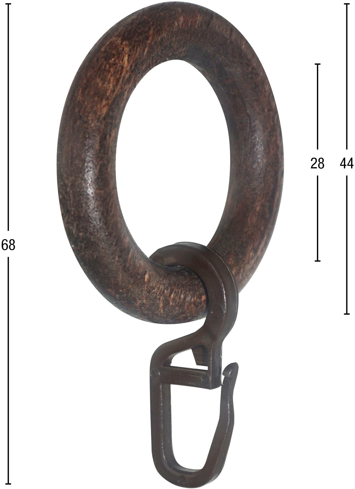 GARESA Gardinenring »Holzring mit Haken«, (20 St.), für Durchmesser bis 20mm, einfache Montage