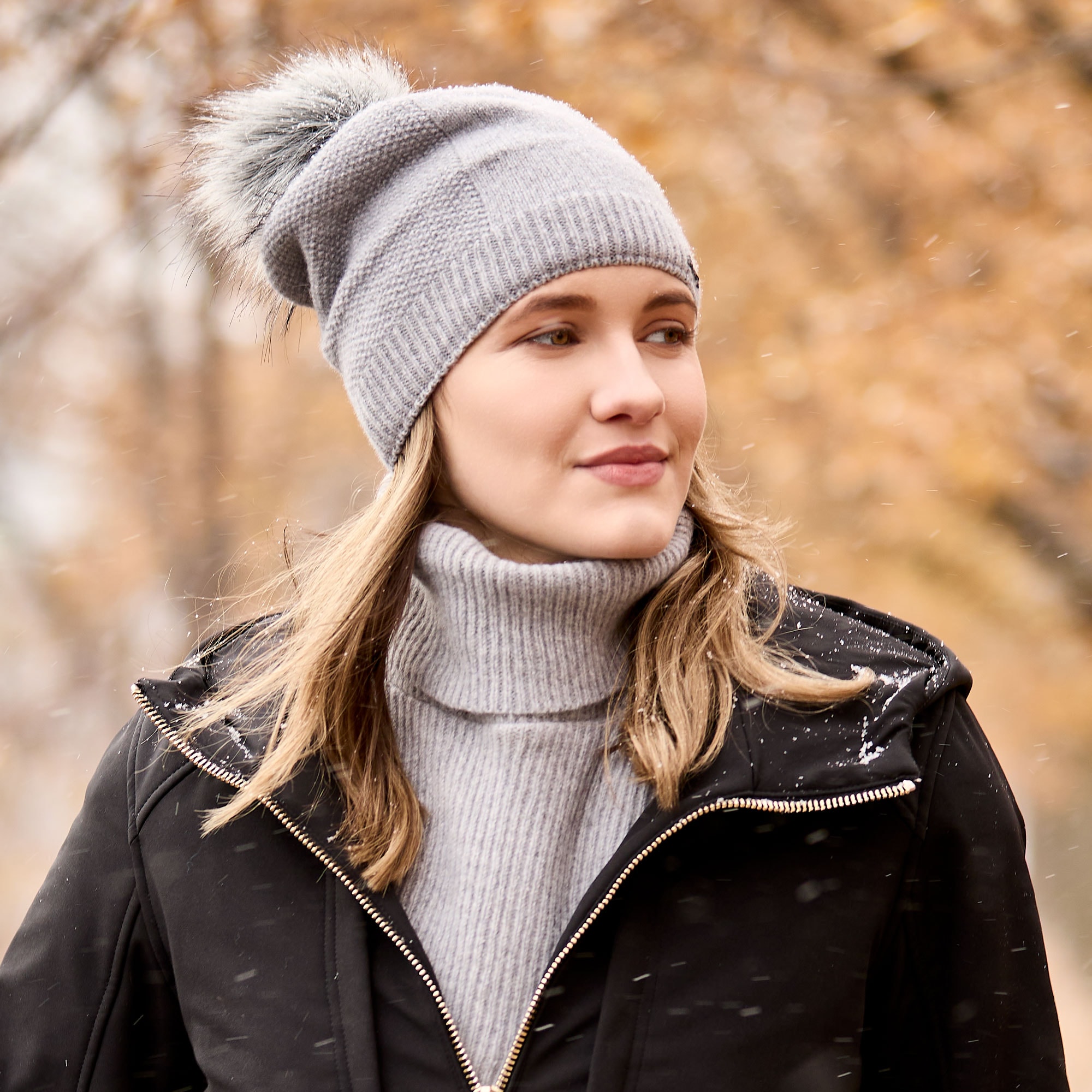 CAPO Strickmütze Wintermütze, Kaschmir-Wolle-Mischung, Futter, Fake-Fur, Struktur