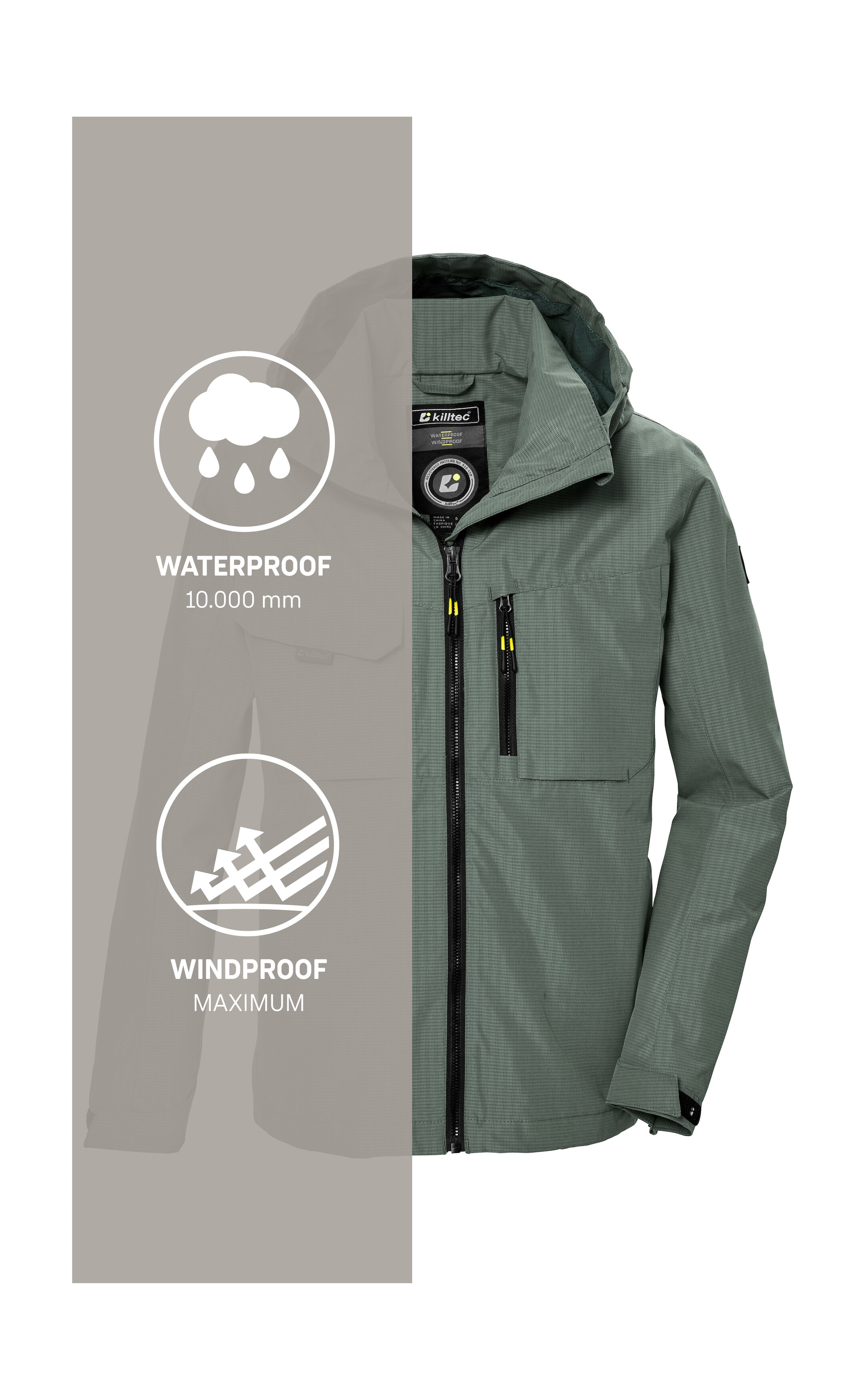 Killtec Funktionsjacke »KOS 140 BYS JCKT«, Wasserdichte Jacke mit verstellbarer Kapuze, PFAS-frei imprägniert
