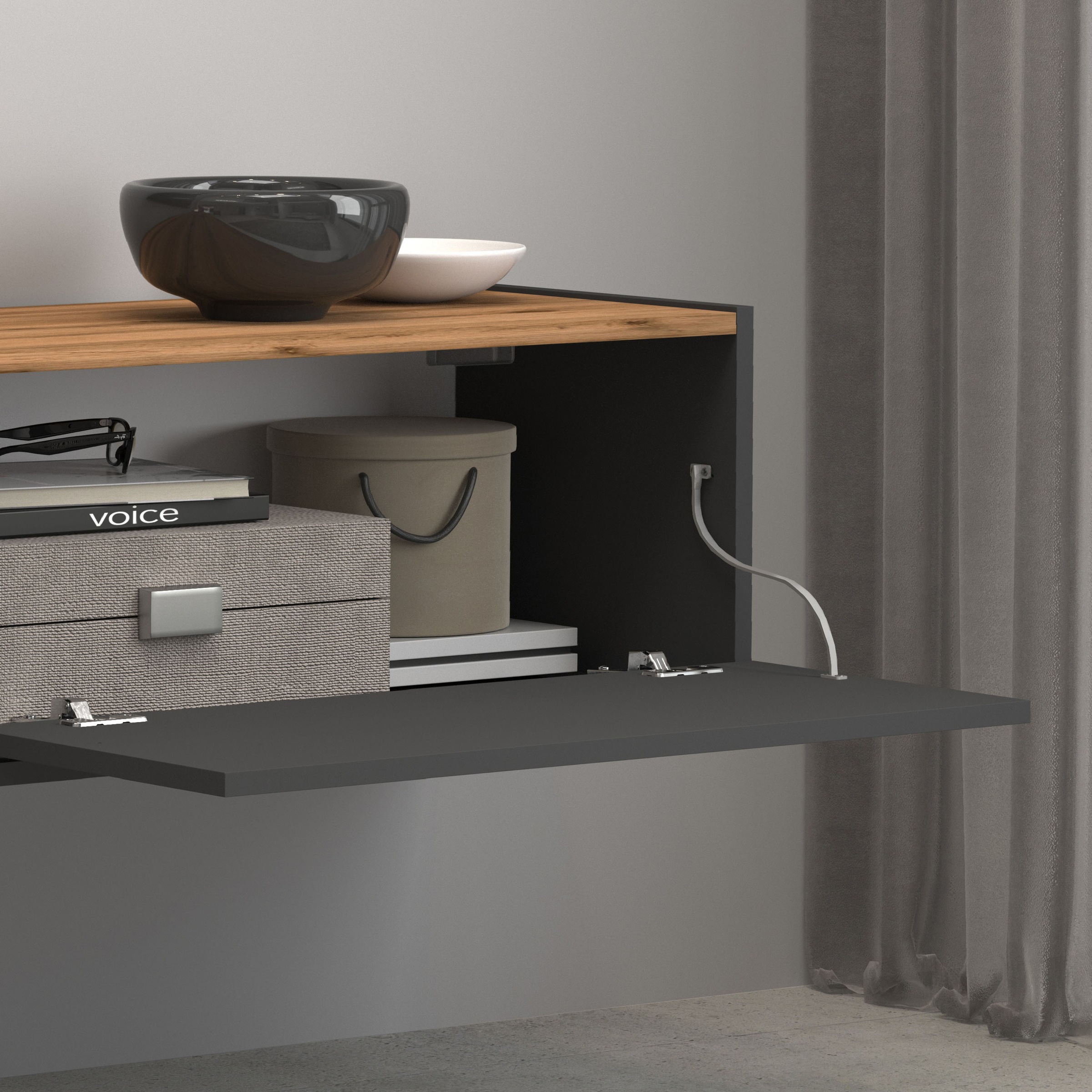 INOSIGN Lowboard »Garda,Lowboard,TV-Kommode,TV-Möbel,TV-Bank«, stehend und hängend mit 2 Klappen, 1 Einlegeboden, Breite 210 cm