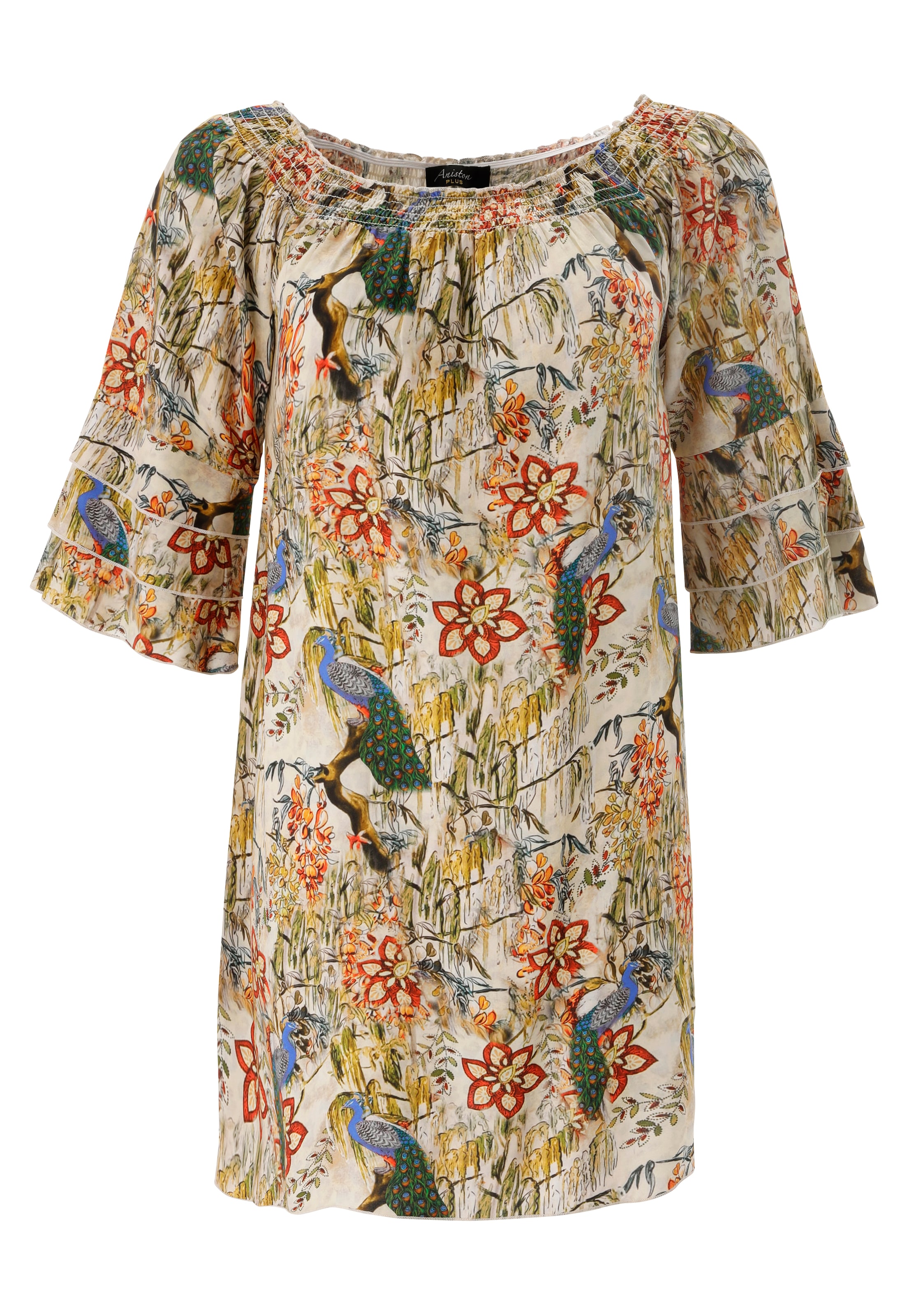 Aniston PLUS Blusenkleid mit Gummizug am Ausschnitt- NEUE KOLLEKTION