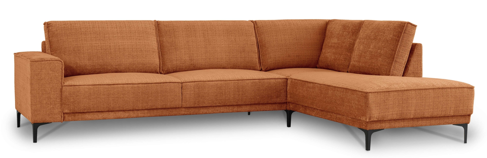Places of Style Ecksofa »Polsterecke Oland, Struktur, Flachgewebe, Luxus-Microfaser, Boucle«, L-Form, 289 cm, Wellenunterfederung, Skandi-Design, Metallfüße