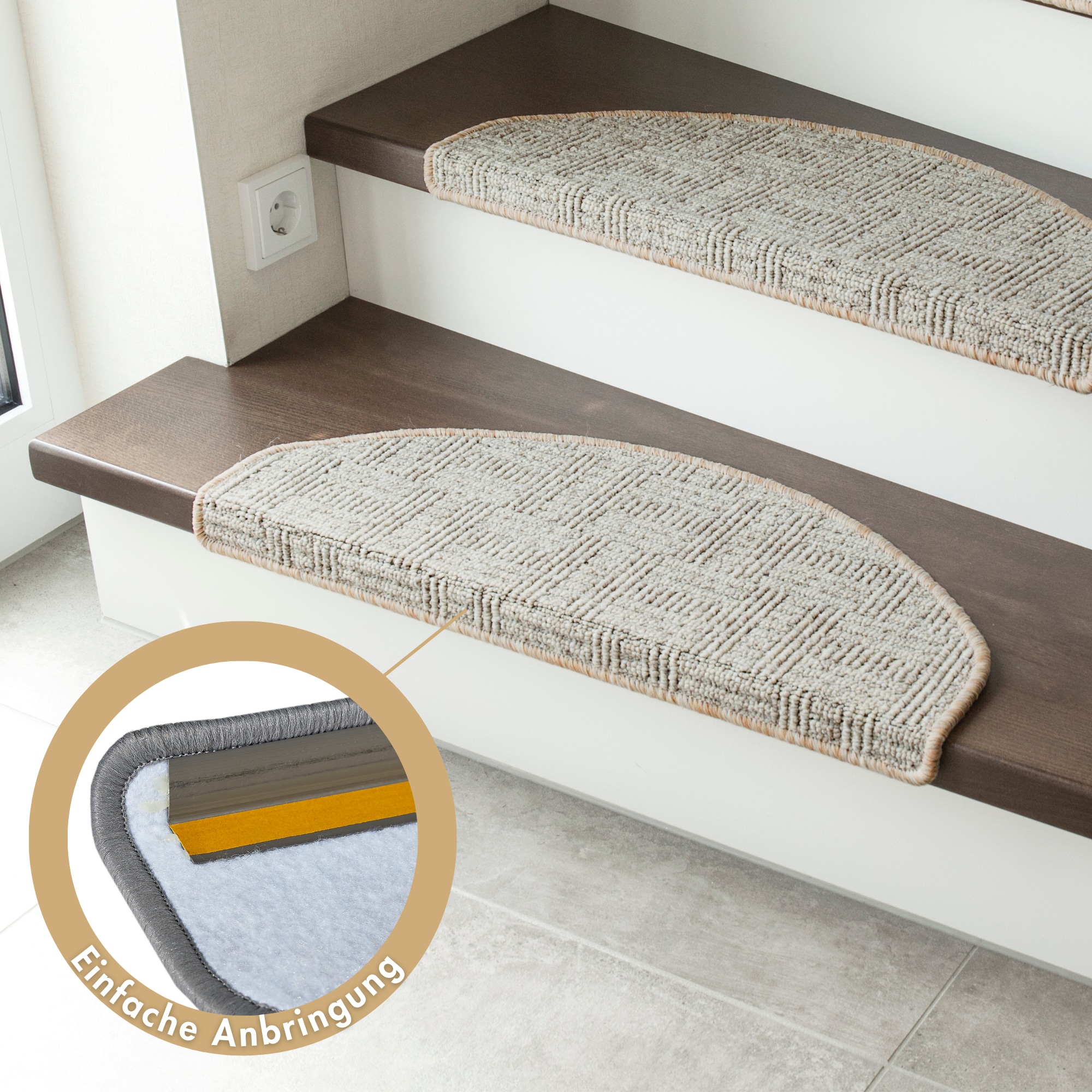 Andiamo Stufenmatte »Leo, Made in Poland« halbrund 6 mm Höhe grobe melierte Schlinge, selbstklebend, 15 Stück in einem Set