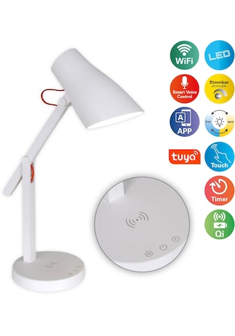 LED Tischleuchte »Clever«, 1 flammig-flammig, dimmbar, CCT, touch, Timer, Ladestation,...