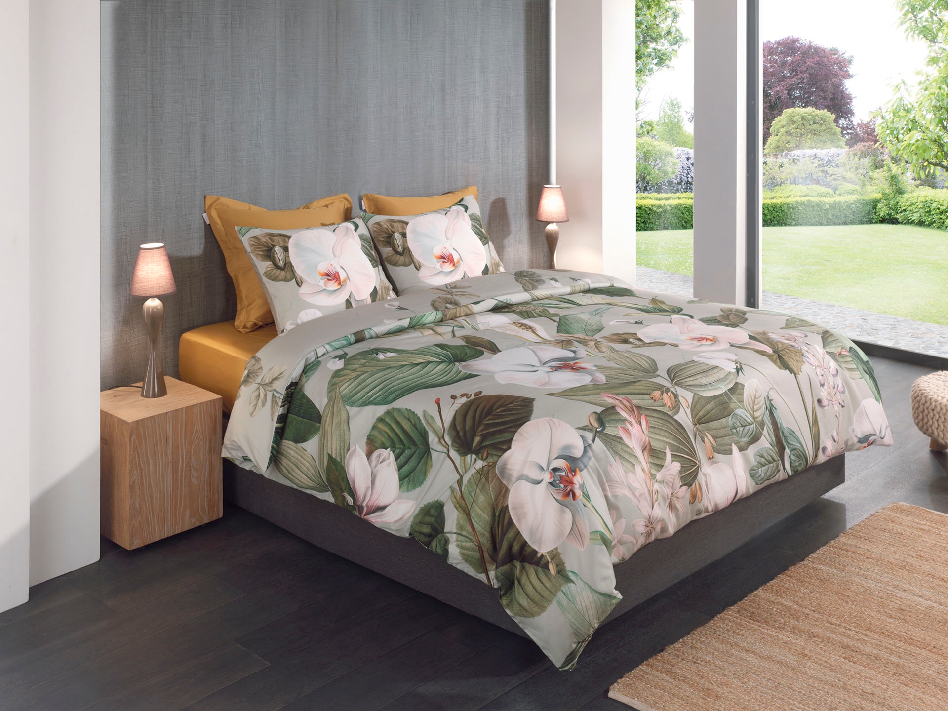 Heckett & Lane Bettwäsche »Botanico« 2 Stk. tlg. Blätter Design, hochwertiges Mako-Satin, Bettwäsche ab 135x200 cm.