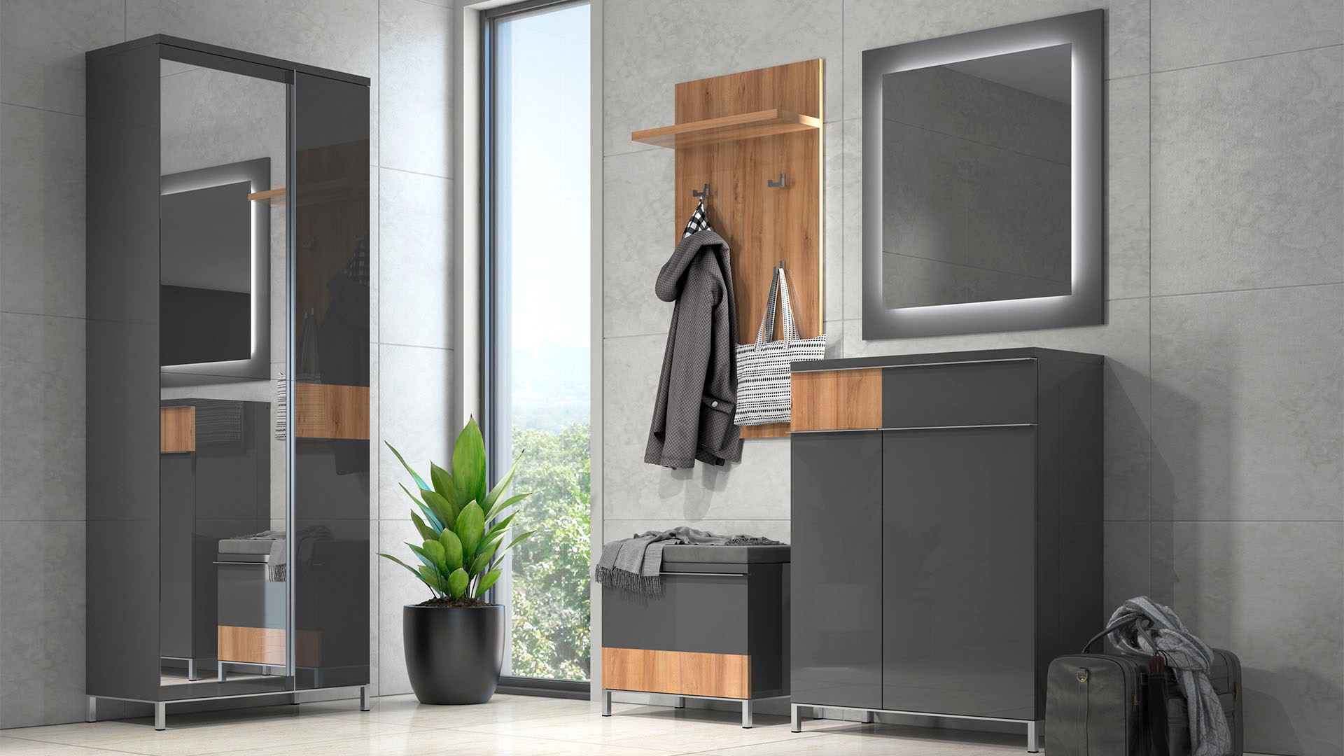 Places of Style Garderoben-Set »Onyx«, (Set, 5 St., Garderobenschrank,Schuh günstig online kaufen