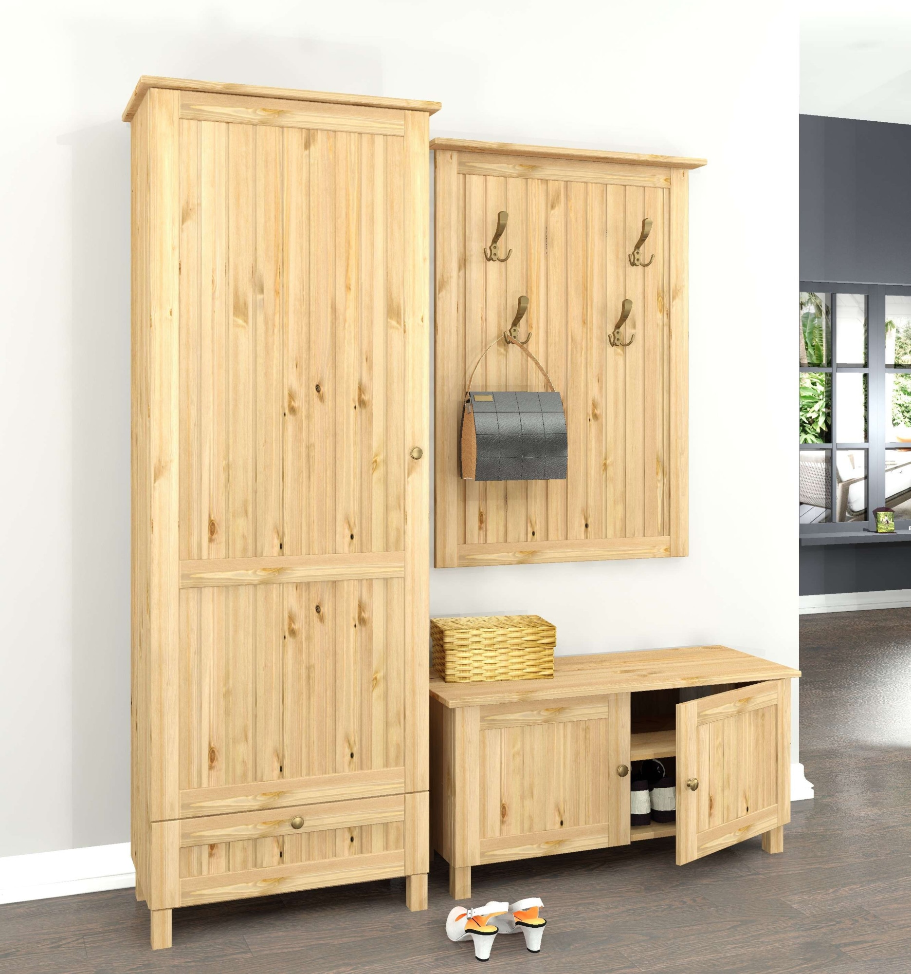 Home affaire Schuhschrank »Juventus«, (1 St.), aus massiver Kiefer, Breite 67cm, Höhe 180 cm