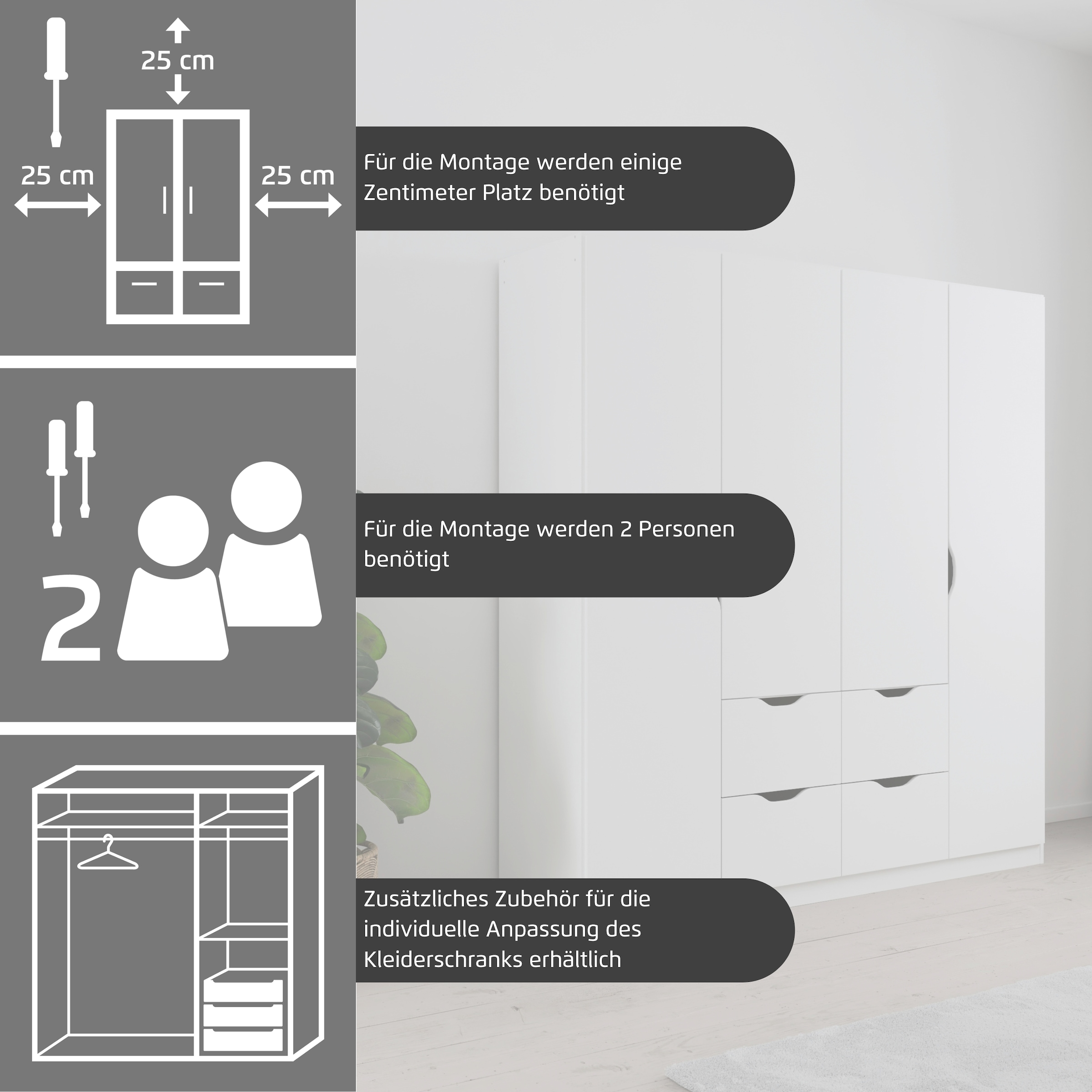 rauch Kleiderschrank »Freiham Drehtürenschrank Garderobe BESTSELLER« mit Spiegel und Schubkästen, Griffmulden,  Schlafzimmerschrank Schrank