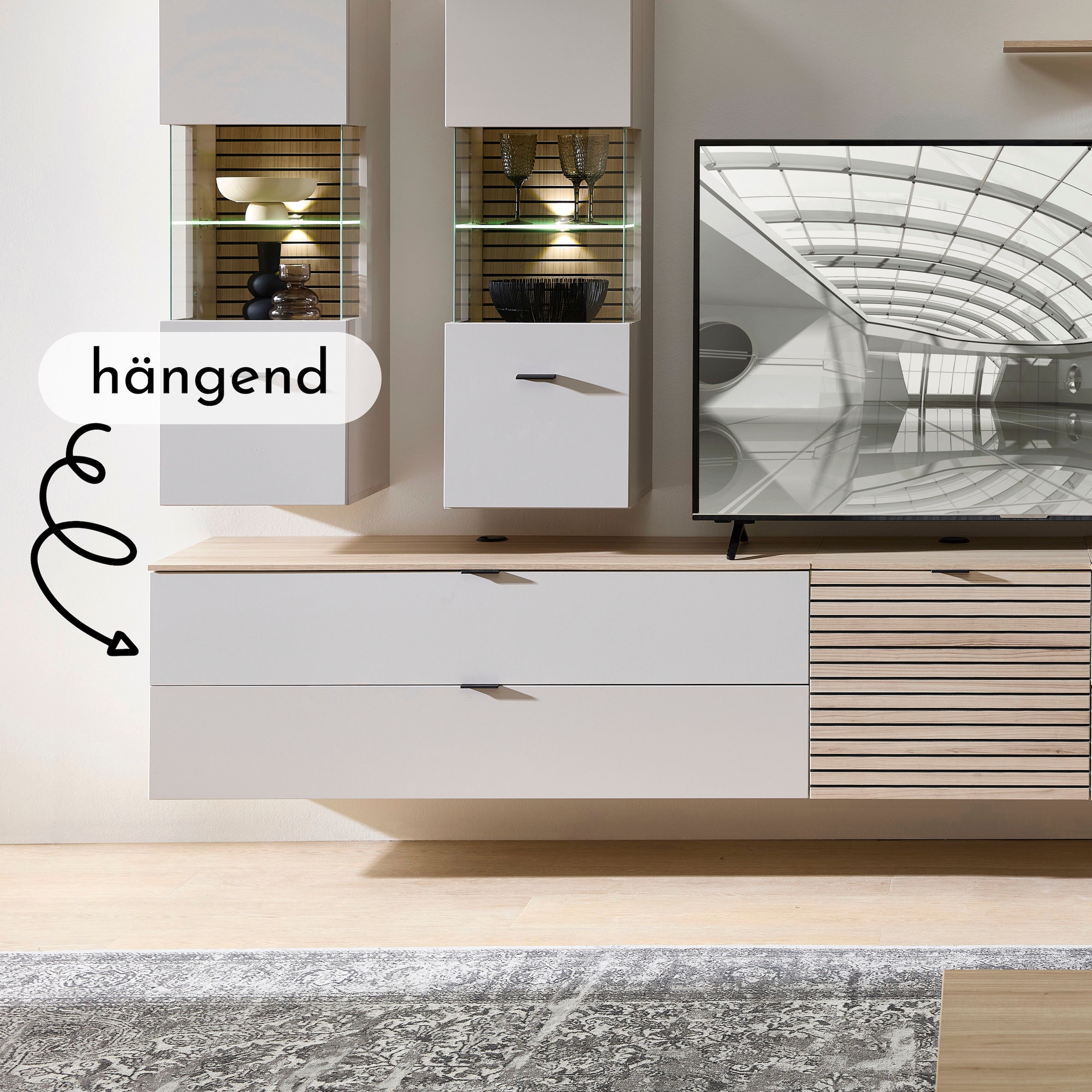 Innostyle TV-Schrank »INA TV-Lowboard, 140 x 51 x 44 cm (B/H/T)« 1 Stk. tlg. stehend/hängend verwendbar, Klappe, Schubkasten, Softclose