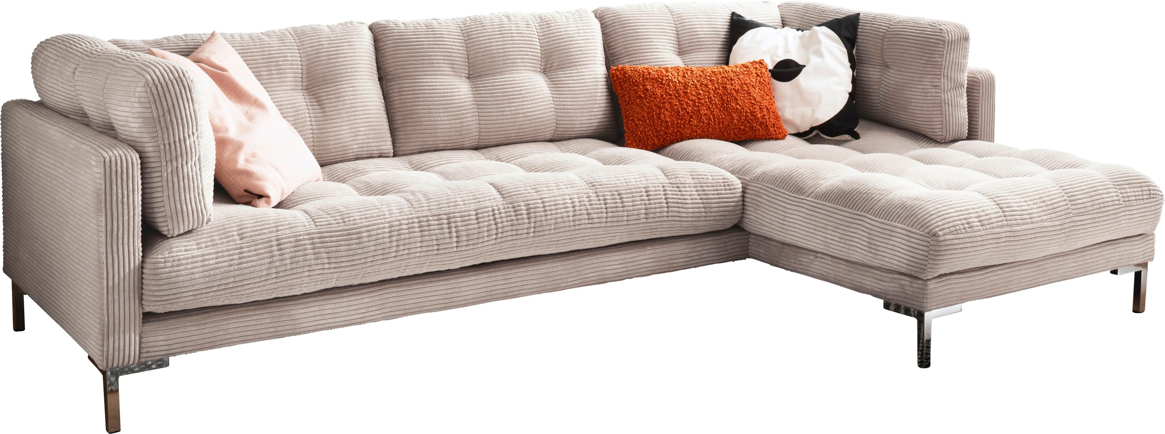 Trends by HG Ecksofa »Landau L-Form«, in Cord-Stoff mit Metallfuß günstig online kaufen