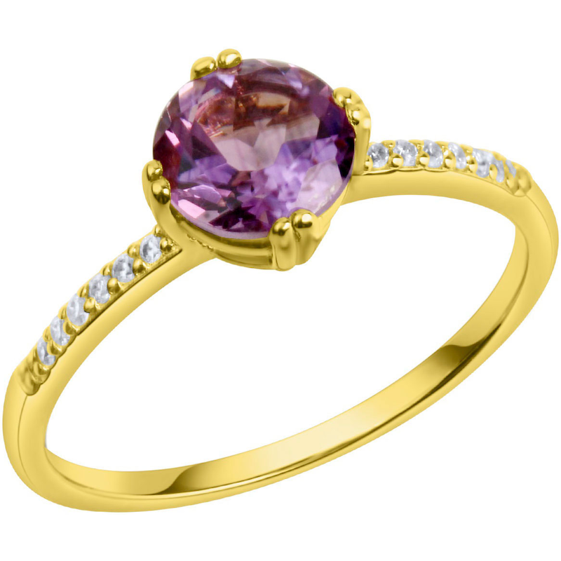 FIRETTI Fingerring »Schmuck Geschenk Silber 925 Damenring Ring« mit Citrin oder Amethyst und Zirkonia (synth.) gelbgoldfarben-lila-kristallweiß 56...