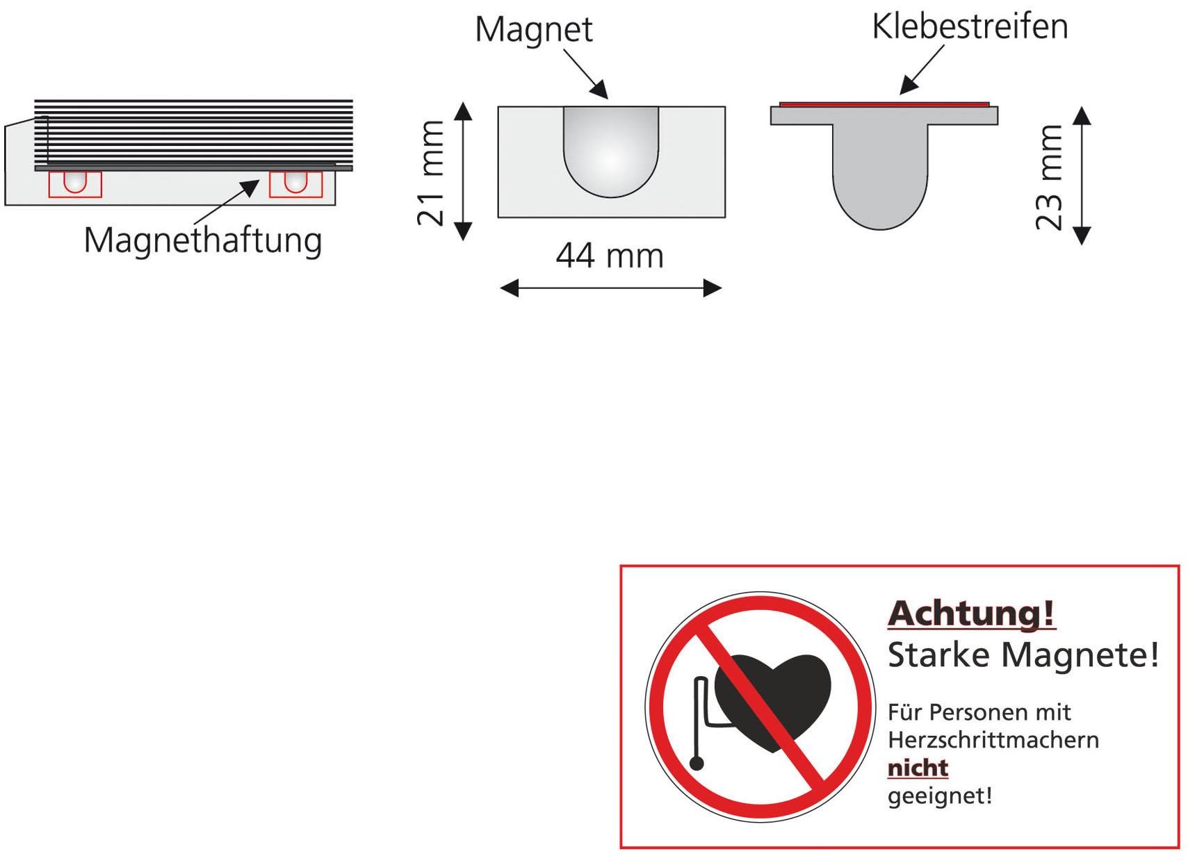 Liedeco Haftmagnetschnäpper, (Set, 2 St.), Pendelsicherung für Aluminium-Jalousien