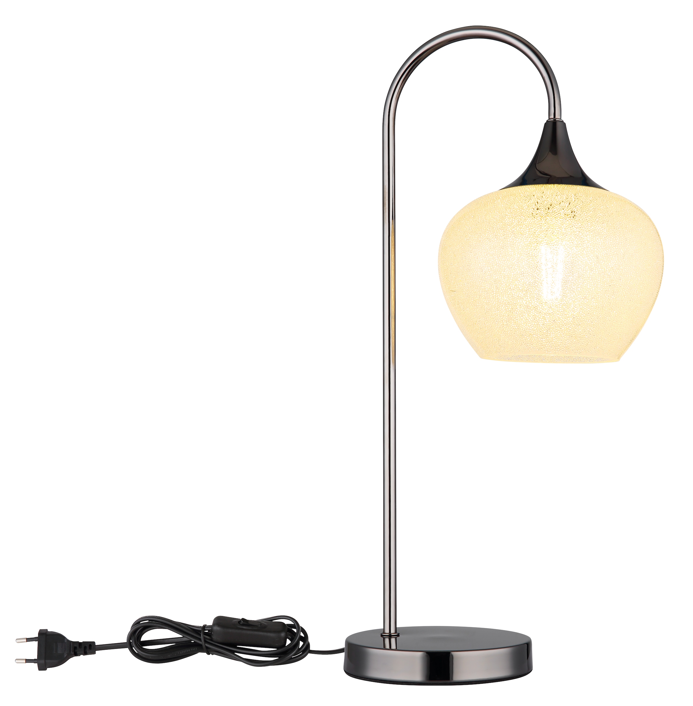 GLOBO LIGHTING Tischleuchte »MAXY« E27 1 Stk. Tischleuchte Schwarz-Chrom, Glas/Kristalle, E27