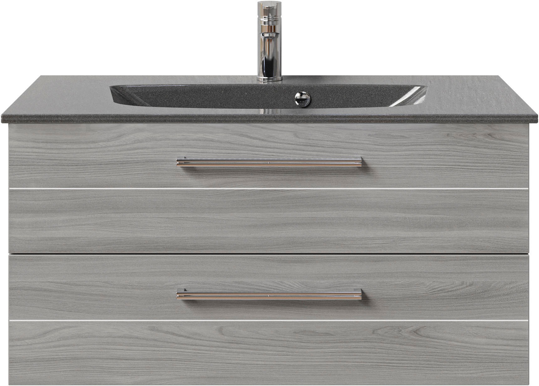 Saphir Waschtisch »Serie 6025 Mineralmarmor-Waschtisch mit Unterschrank, 97 cm breit«, Waschplatz mit 2 Schubladen, hängend, verschiedene Ausführungen