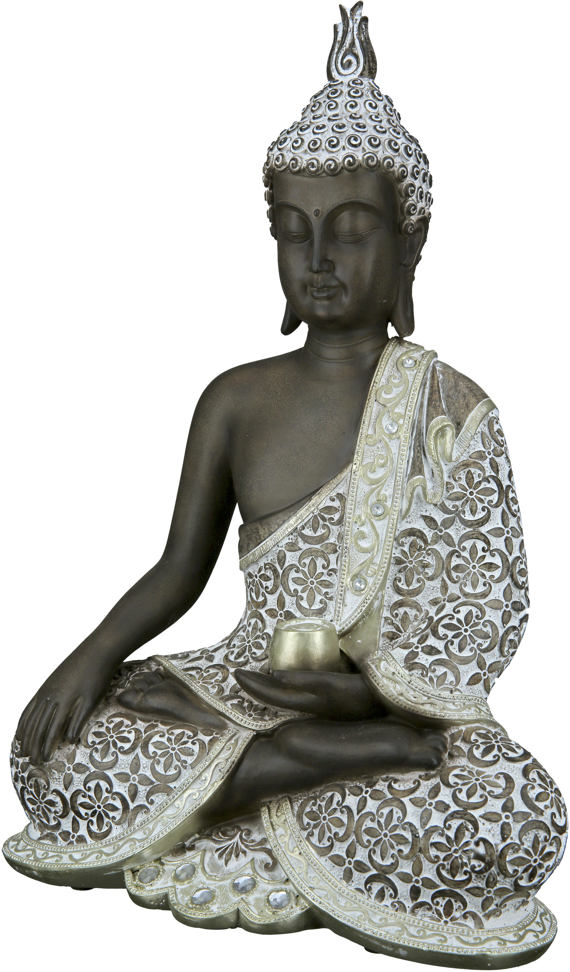 Buddhafigur »Buddha Mangala braun-weiß«