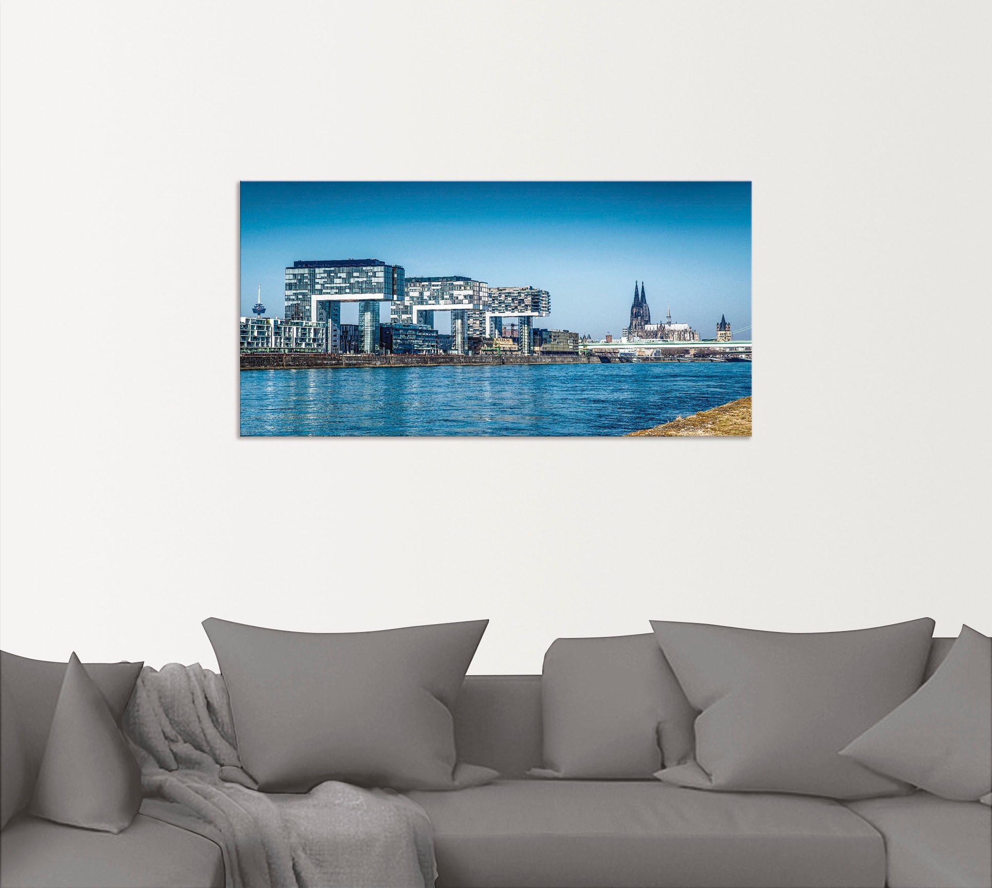 Artland Wandbild "Köln Kranhäuser und Dom", Gebäude, (1 St.), als Alubild, günstig online kaufen