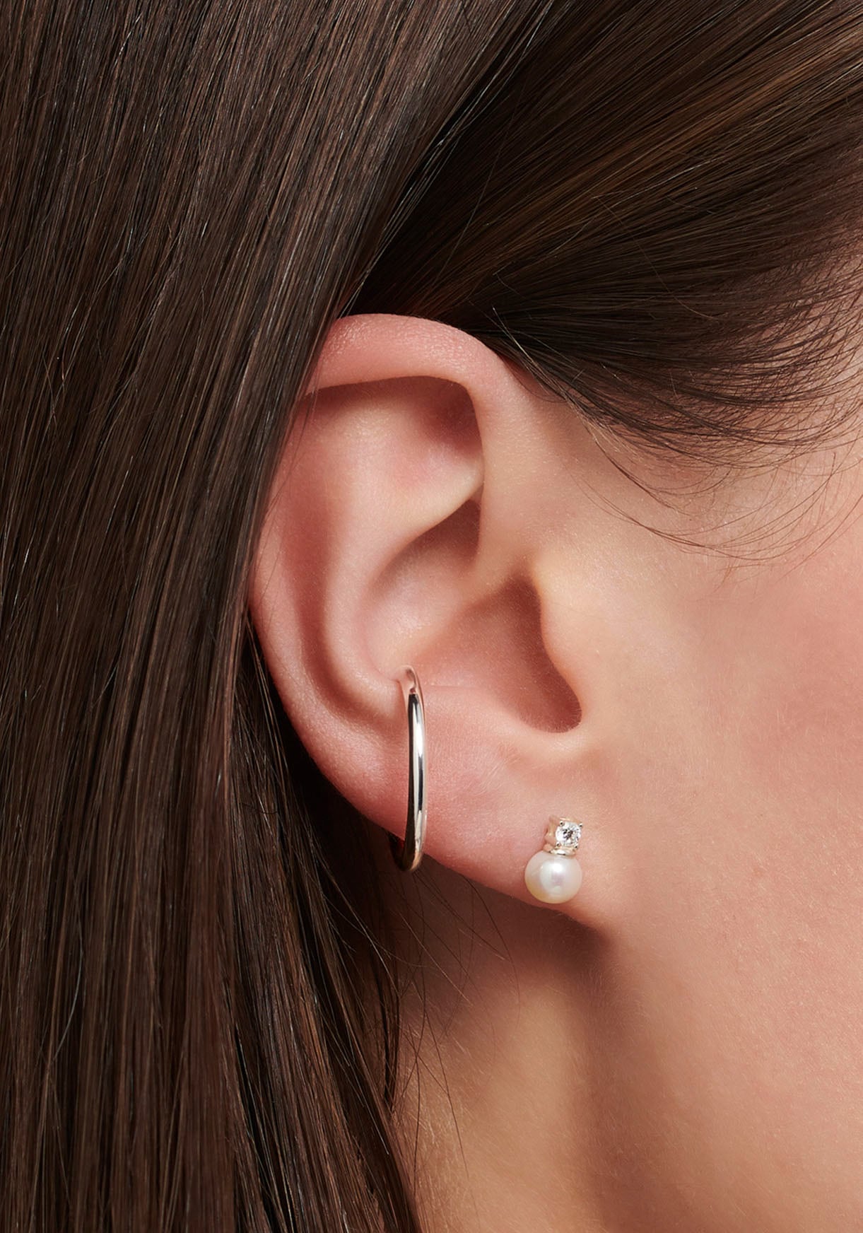 THOMAS SABO Single-Ohrstecker »Perle mit weißem Stein, H2214-167-14«, mit Zirkonia (synth.) - mit Süßwasserzuchtperle