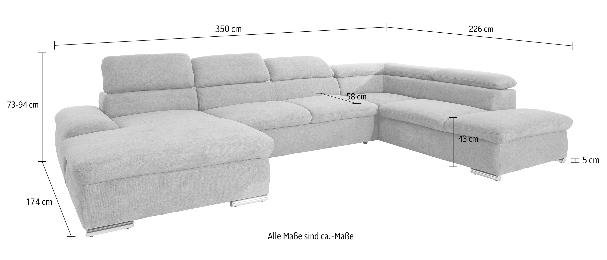 sit&more Wohnlandschaft »Alcatraz U-Form«, wahlweise mit Bettfunktion