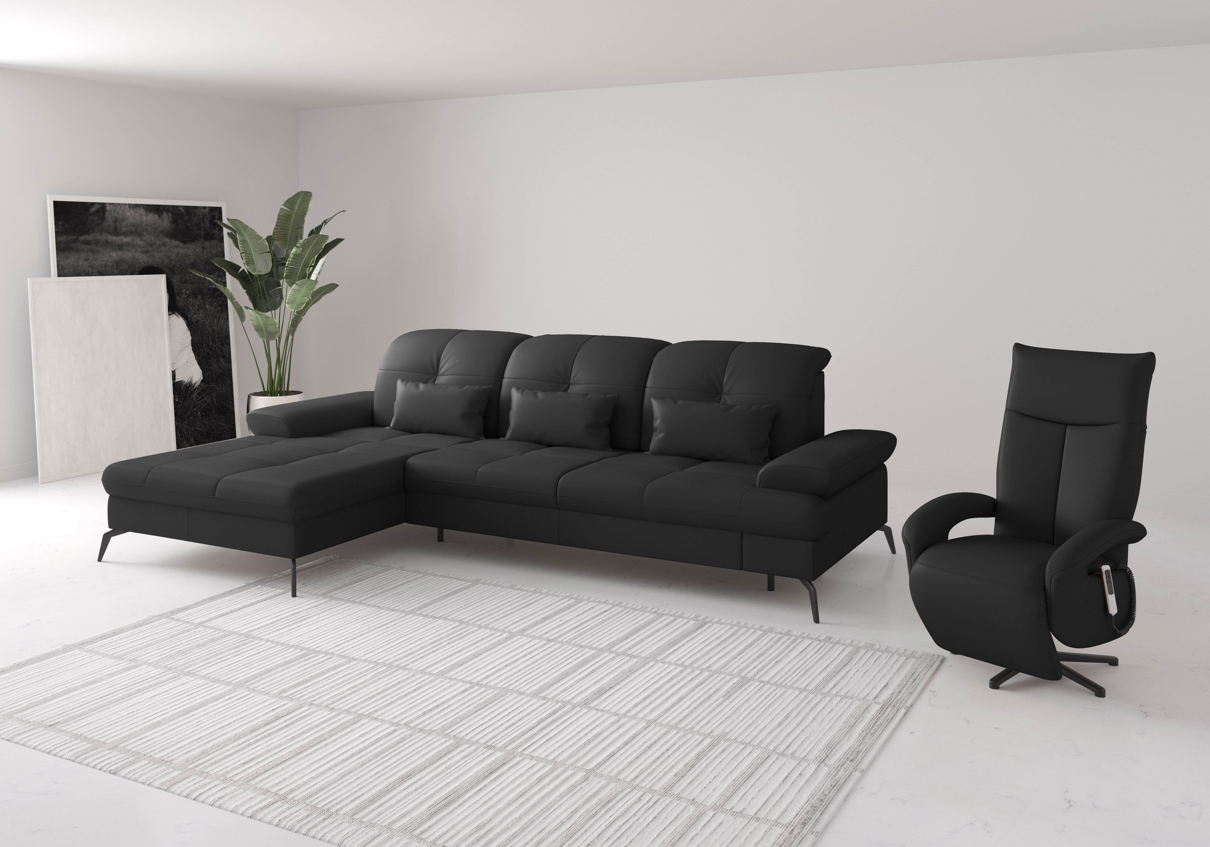 sit&more Ecksofa »Amica, L-Form, inkl. Sitztiefenverstellung & Armteilverstellung«, wahlweise mit Bettfunktion, Bettkasten und Kopfteilverstellung