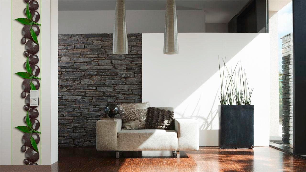 living walls Bordüre »pop.up Panel«, Steinoptik-gemustert-Motiv, Stein Tapete Japanisch Borte Wohnzimmer modern Design Kinderzimmer