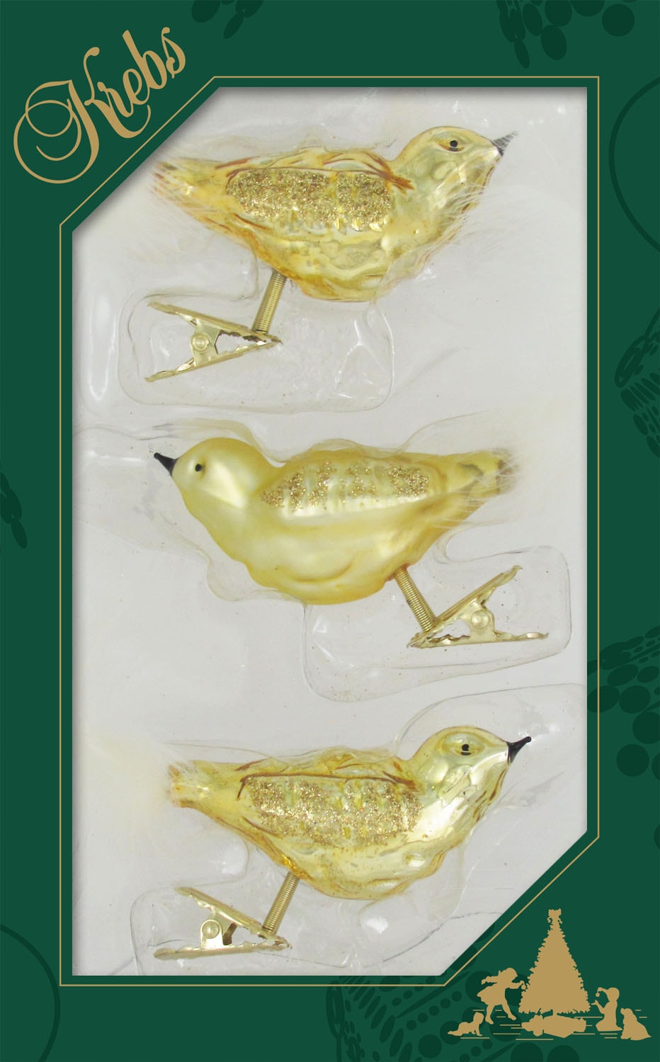 Krebs Glas Lauscha Weihnachtsbaumklammer »CBK71095, Weihnachtsdeko, Christbaumschmuck«, (Set, 3 tlg.), Vogelsortiment