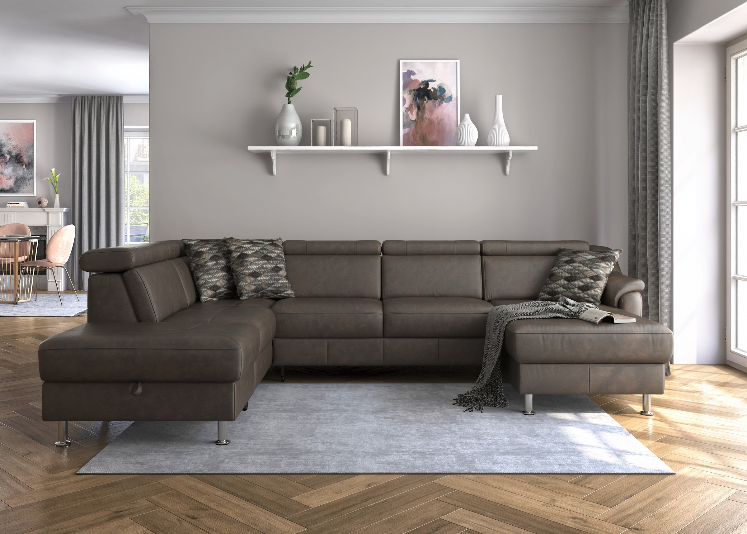 sit&more Wohnlandschaft "Freetown U-Form" Kopfteilverstellung und Federkern günstig online kaufen