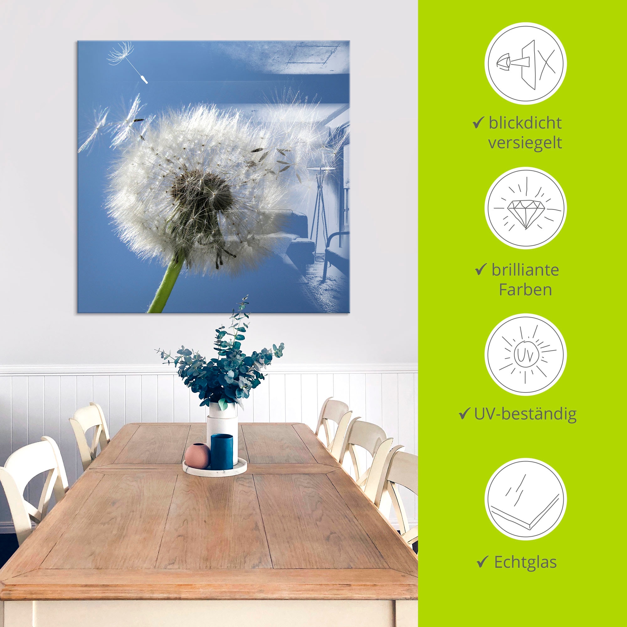 Artland Glasbild »Pusteblume«, Blumen, (1 St.), in verschiedenen Größen