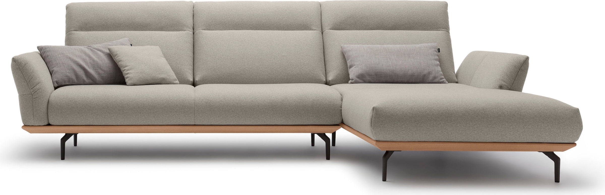 Creation BY ROLF BENZ Ecksofa »CR.460«, Sockel in Eiche, Winkelfüße in Umbragrau, Breite 318 cm