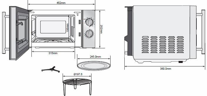 Hanseatic Mikrowelle »65509859«, Grill, 700 W, 5 Leistungsstufen und Auftaufunktion