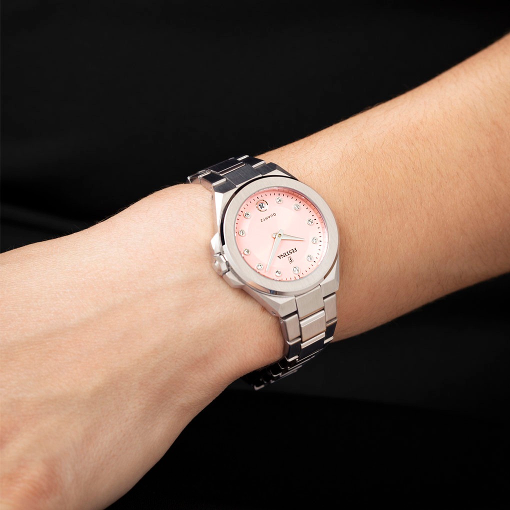 Festina Quarzuhr »Mademoiselle«, Armbanduhr, Damenuhr, Edelstahlarmband, analog, Tag, Zirkonia (synth.)