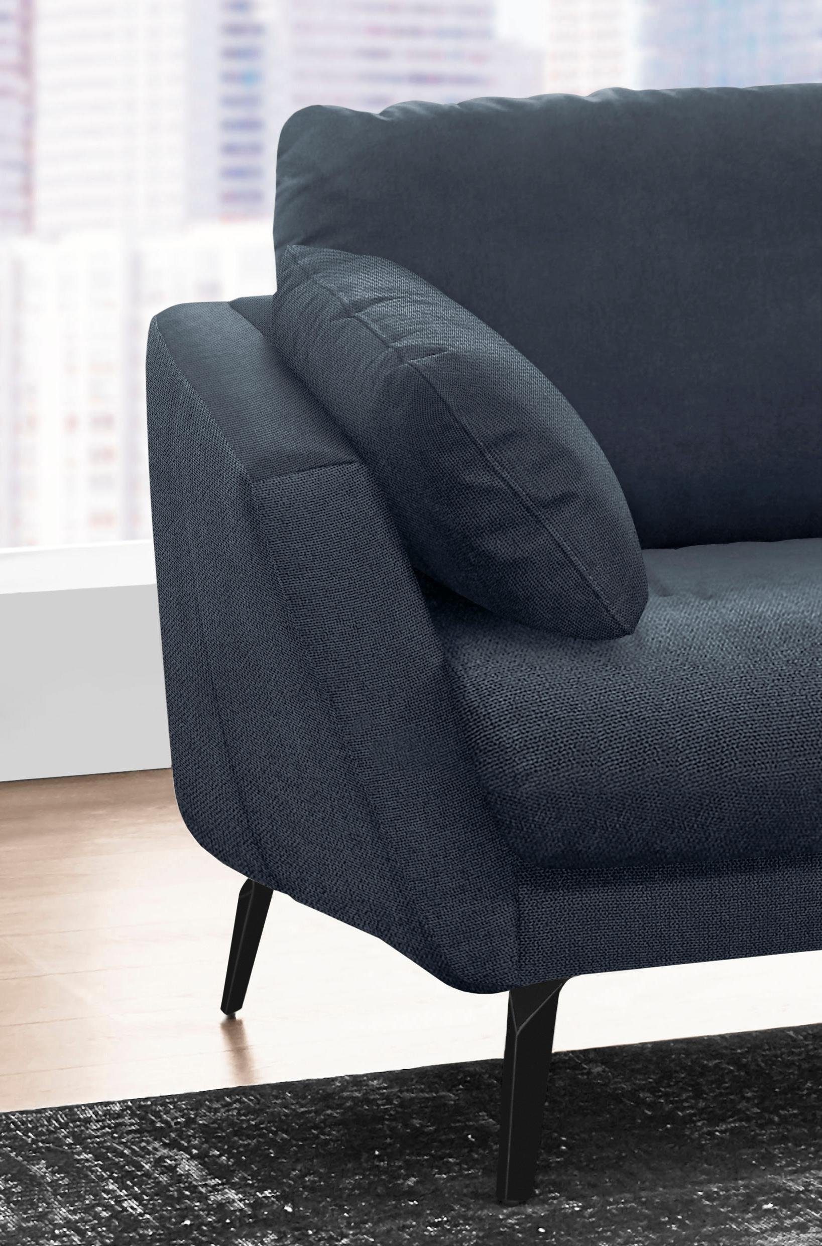 W.SCHILLIG Ecksofa »softy, toller Sitzkomfort, L-Form«, mit dekorativer Heftung im Sitz, Füße schwarz pulverbeschichtet