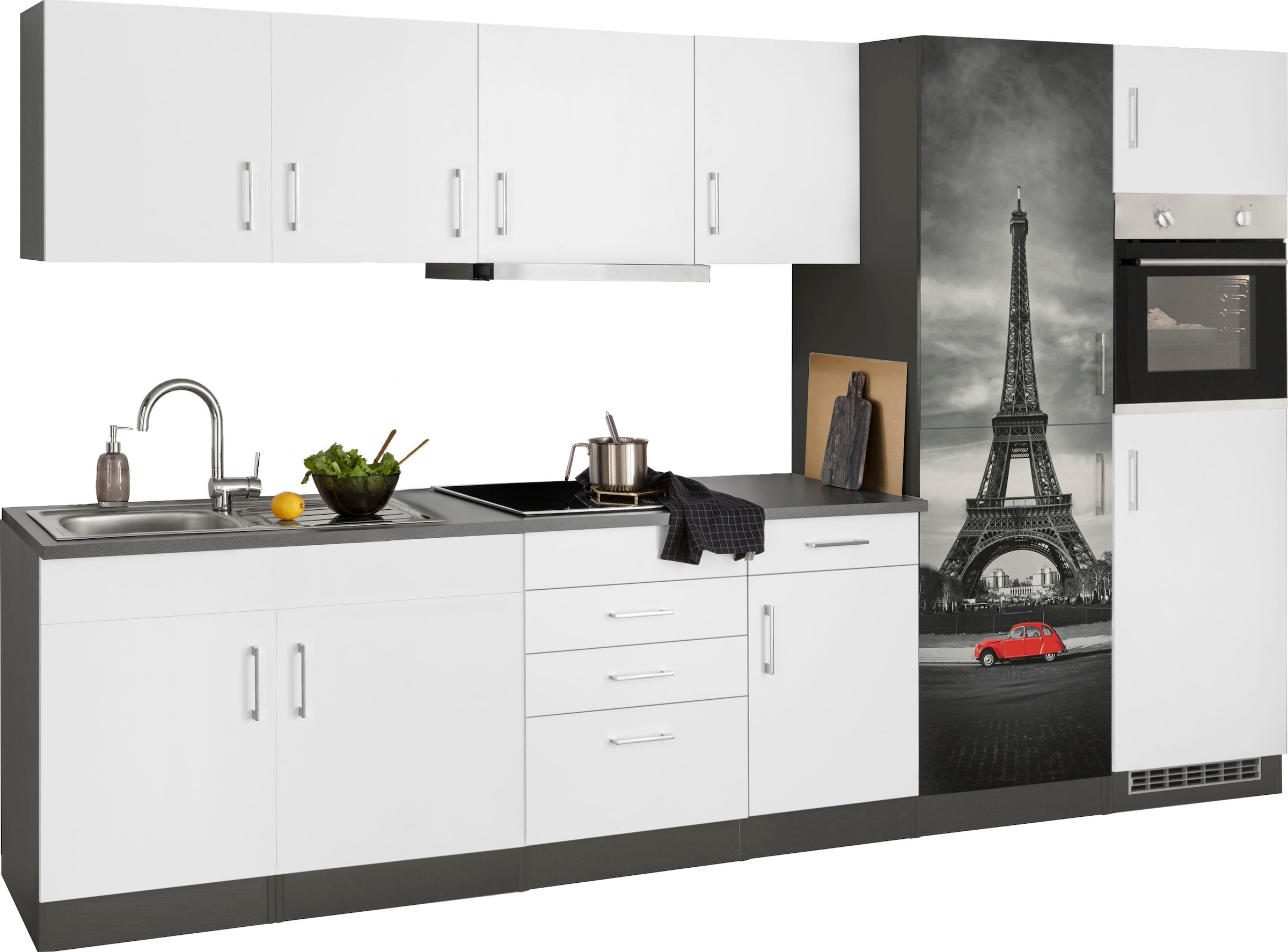 HELD MÖBEL Küchenzeile »Paris«, mit E-Geräten, Breite 330 cm, wahlweise mit Induktionskochfeld