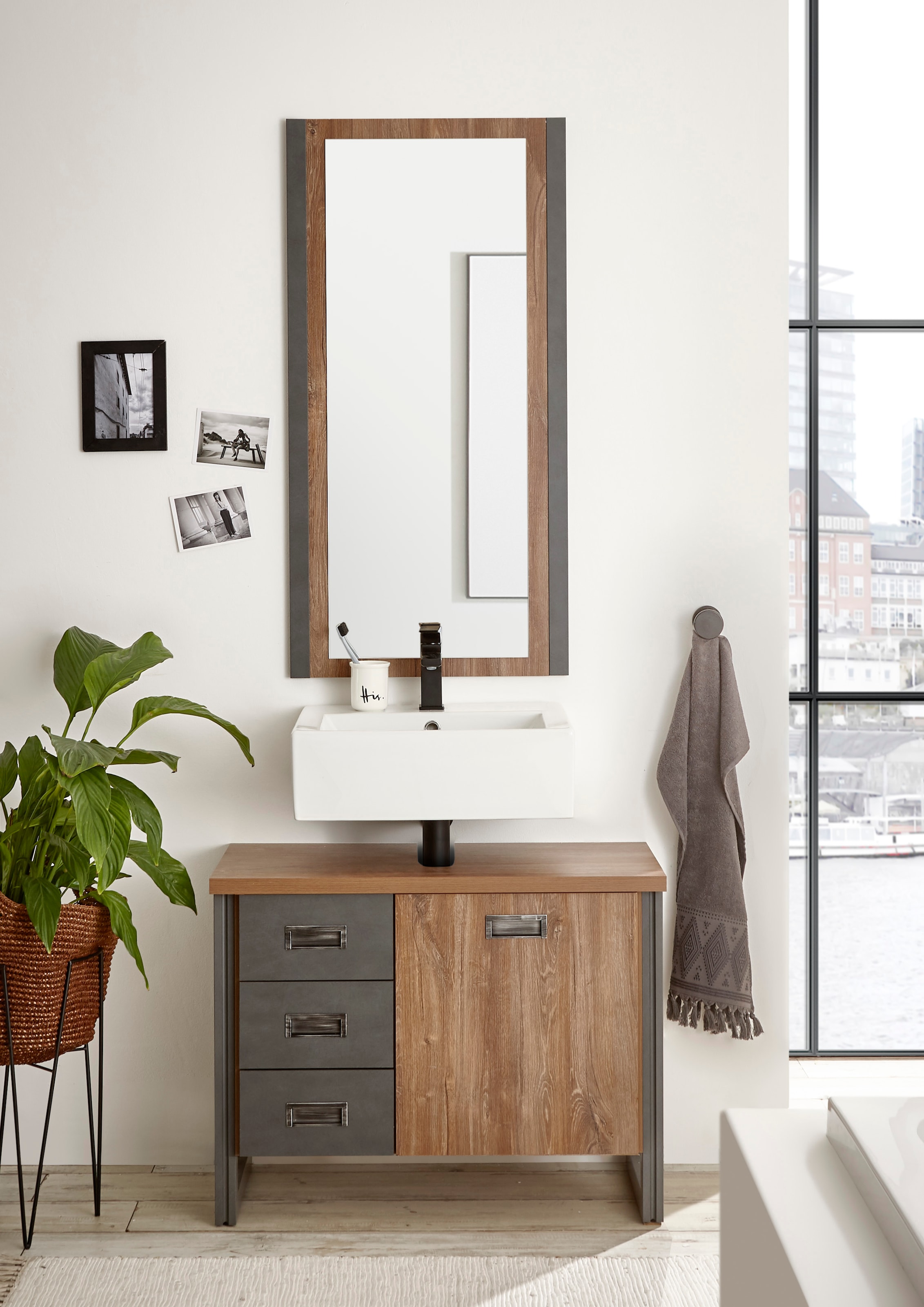 Home affaire Badmöbel-Set »Detroit, Bad im Industrialdesign, 2-teiliges Bad günstig online kaufen